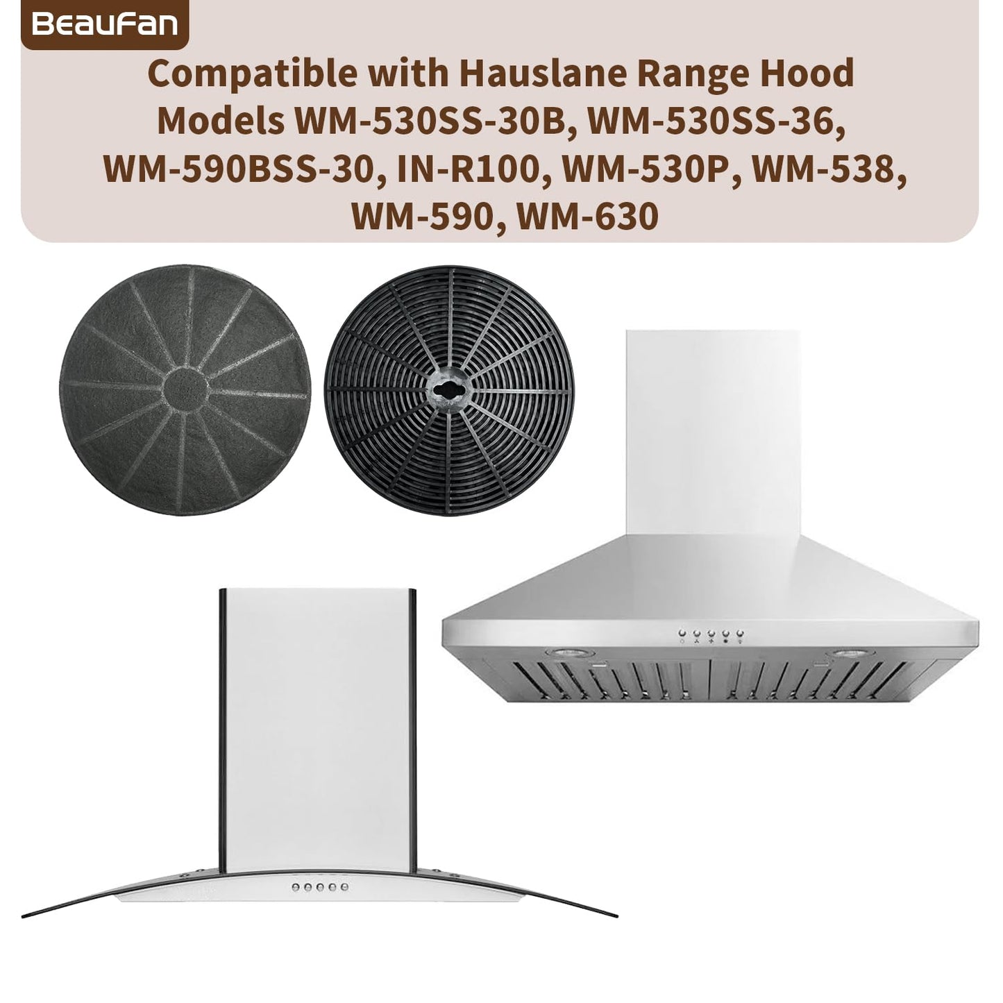 Beaufan 4 Pack Range Hood Filter Compatible with Hauslane Models IN-R100SS-30, WM-530SS-30, WM-530SS-36, WM-538SS-30, WM-538SS-36, WM-590SS-30, WM-630SS-30, WM-630SS-36, CFI001, CFI007