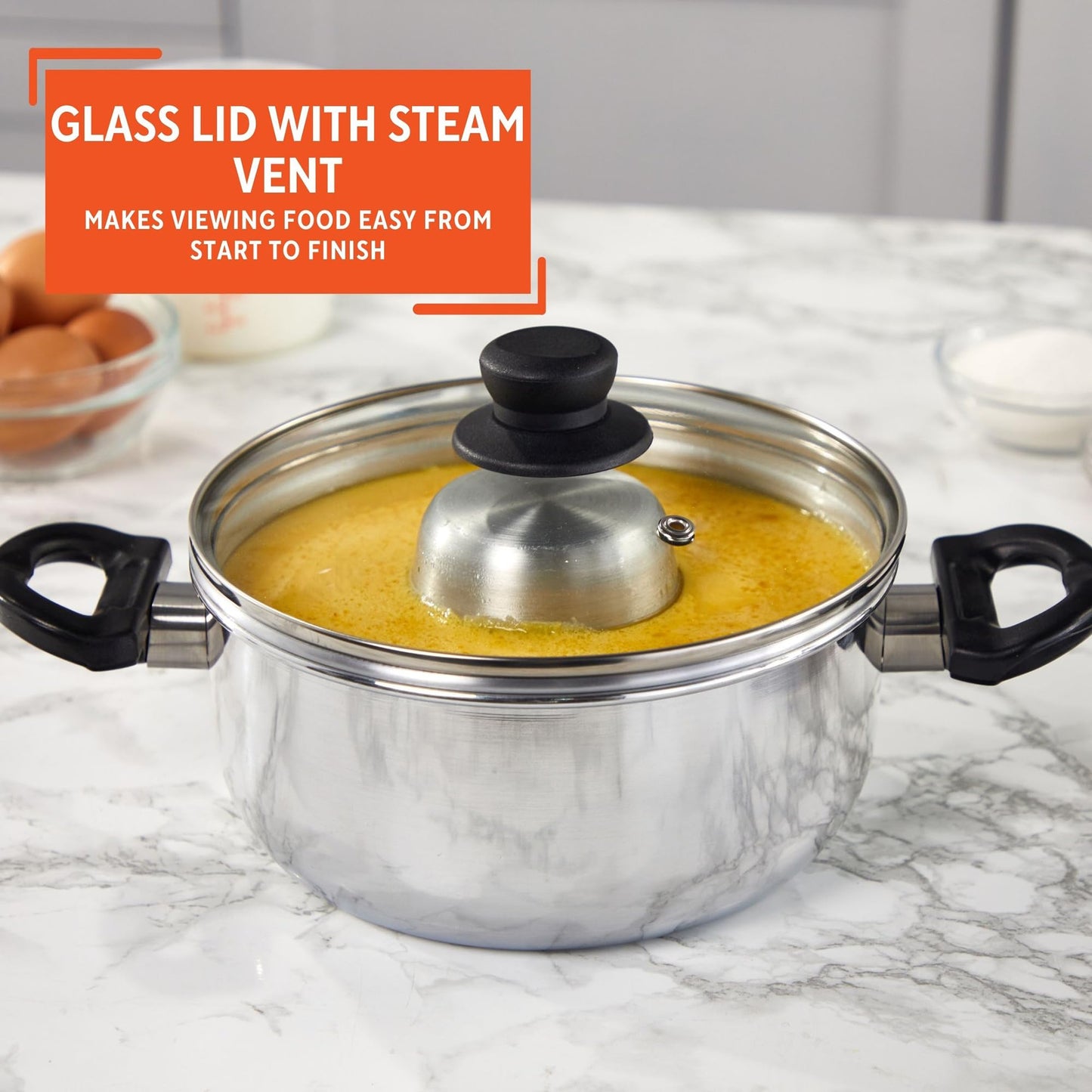 IMUSA 8in Small Aluminum Flan Double Boiler Baño Maria with Lid, 3Qt Dessert Pot for Flan, Custards, Pudding and Traditional Latin Recipes