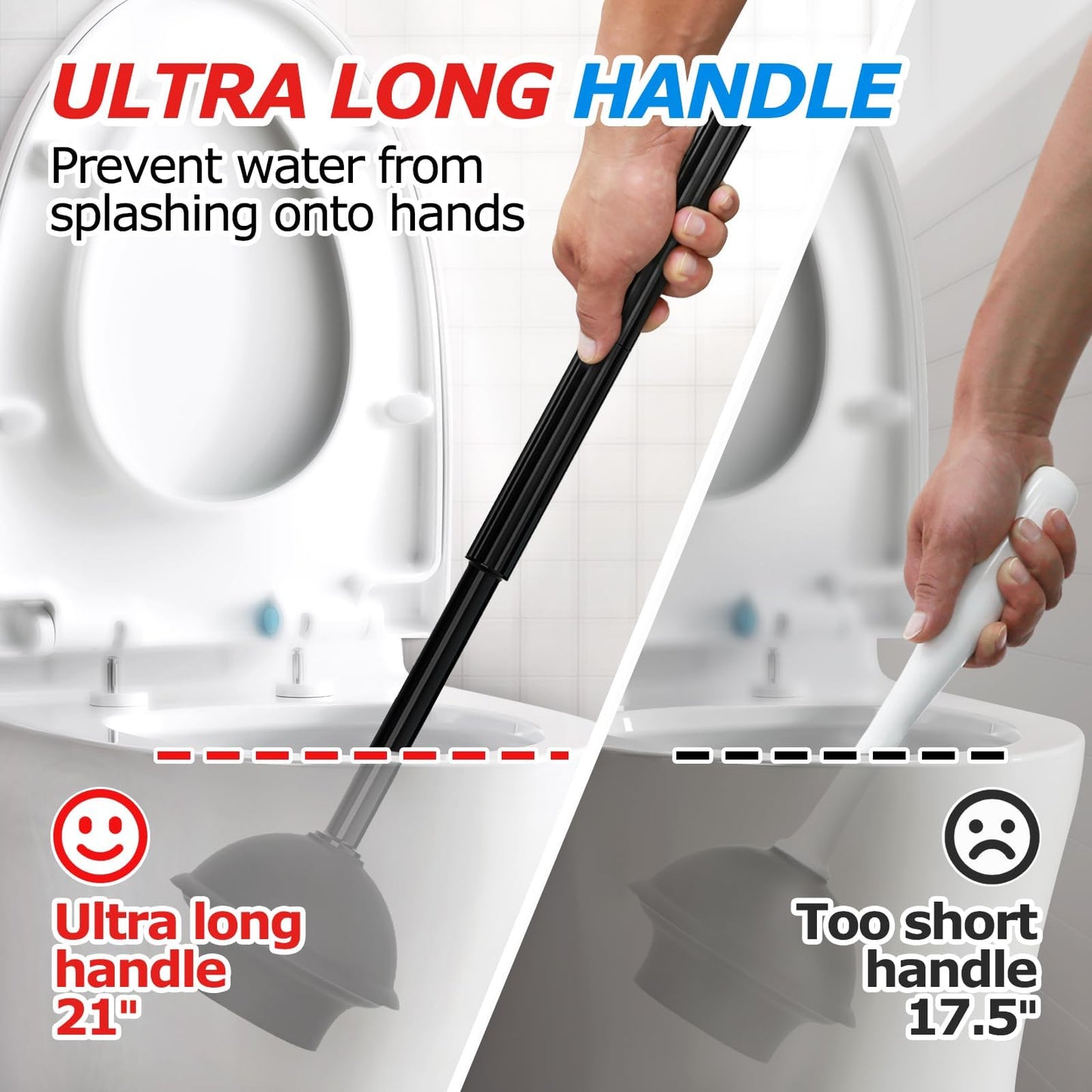 FORASTO 4Pack 2 in 1 Toilet Brush and Plunger Set, Extended Handle Plunger,Toilet Bowl Brush Plunger Set,Bathroom Cleaning Tools,Toilet Brush Plunger Combo,Cleaning Supplies, Cleaning Brush