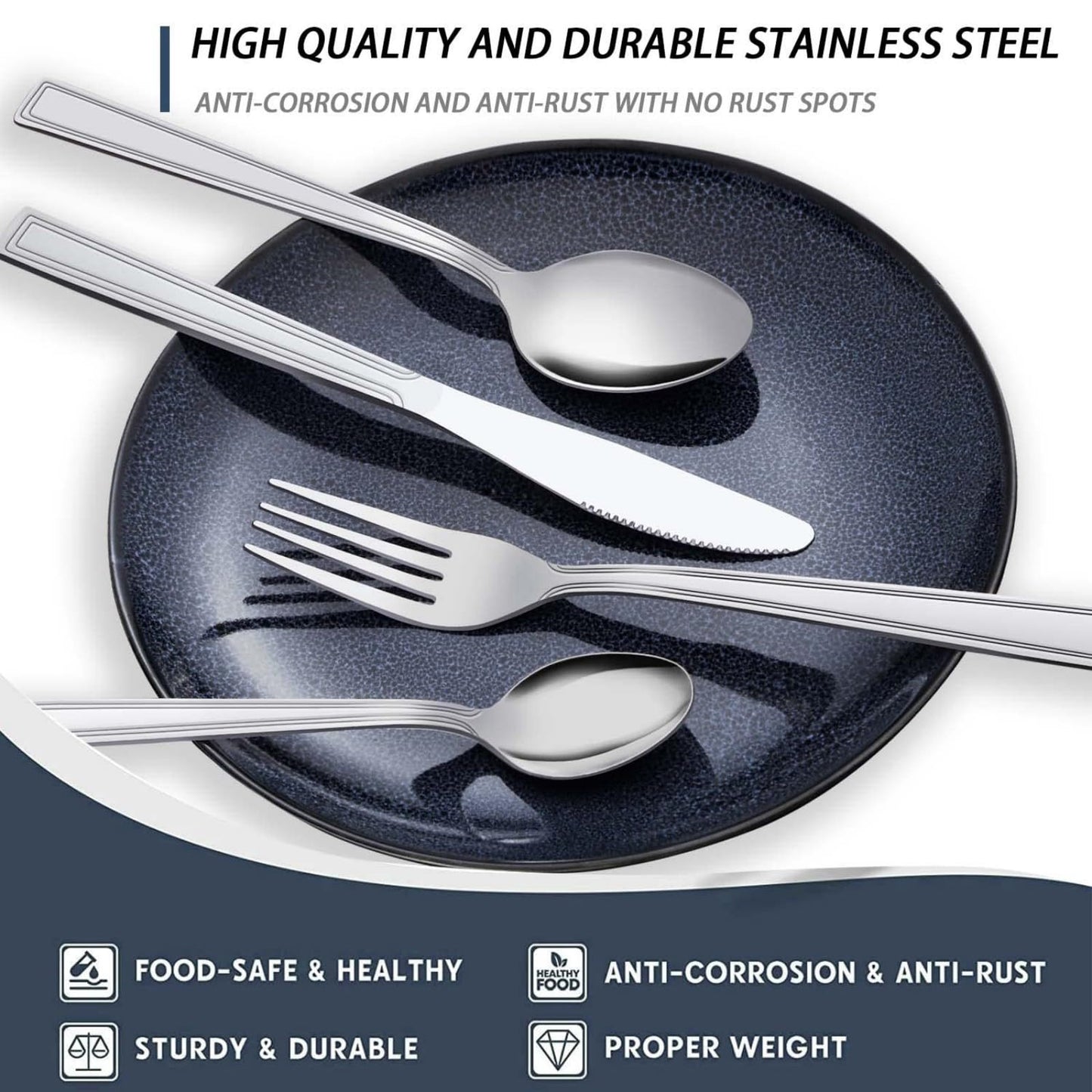 Hunnycook Silverware Set for 12-60PCS Stainless Steel Silverware Set, Include Fork Knife Spoon Set, Mirror Polished, Dishwasher Safe, Cutlery Set for Home Kitchen Restaurant