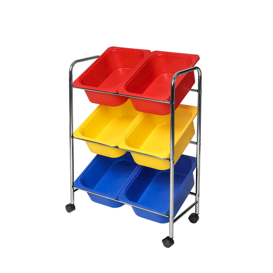 Seville Classics Rolling Utility Organizer Storage Cart, for Home Office, School, Classroom, Scrapbook, Hobby, Craft, 6-Bin, Multicolor