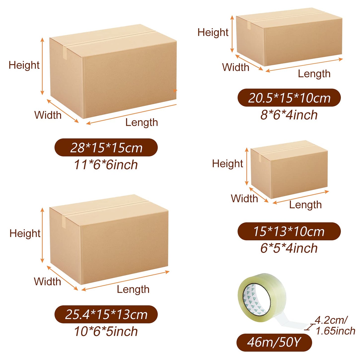 Outus 32 Pack Small 4 Sizes Shipping Boxes Mailers Corrugated Cardboard Box Kraft Mailing Boxes Small Packing Box with Packaging Tape for Shipping Packing Mailing