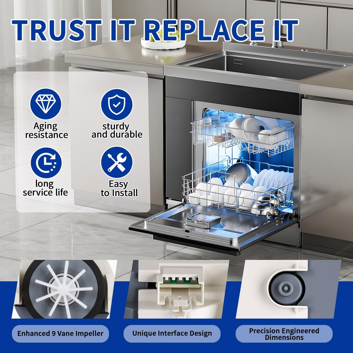 DD31-00016B BD15-3C Dishwasher Drain Pump Fit for Sam-sung DW80CG5450SRAA DW80CG5450MTAA DW80CG5451SRAA DW80CG5451MTAA DW80CG5420SRAA DW80CG5420MTAA DW80CG5020SRAA DW80CB5450APAA DW80CB545012AA