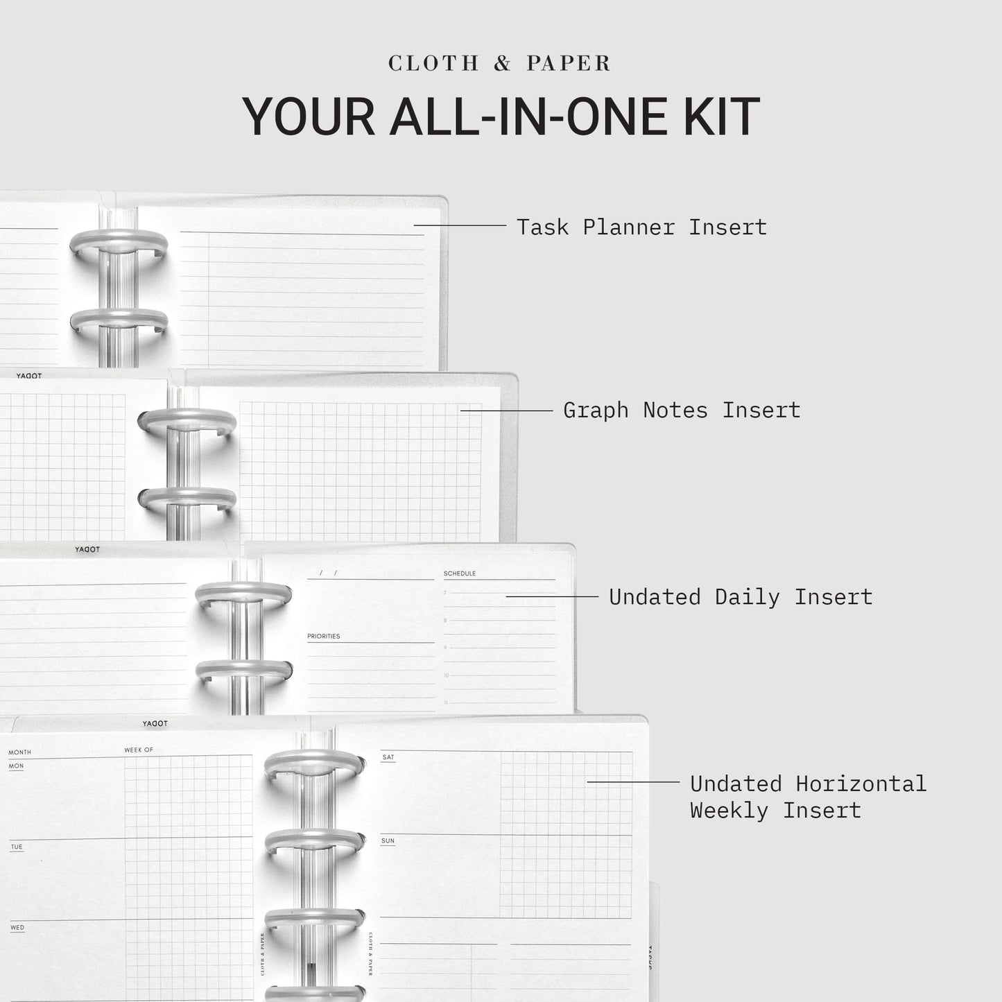 Cloth & Paper FORMA Modular Planner System – Premium Discbound Half Letter Undated Planner with Clear Discs, Covers, Dividers, Today Tab, Stickers & Inserts – Customizable Refillable Planning Organizer
