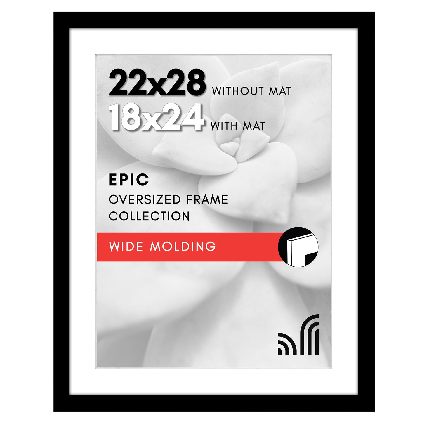 Americanflat 22x28 Poster Frame with Polished Plexiglass - Use as 18x24 Frame with Mat or Display 22x28 Photo Without Mat - Epic Collection - Wide Picture Frames for Wall Display - Black