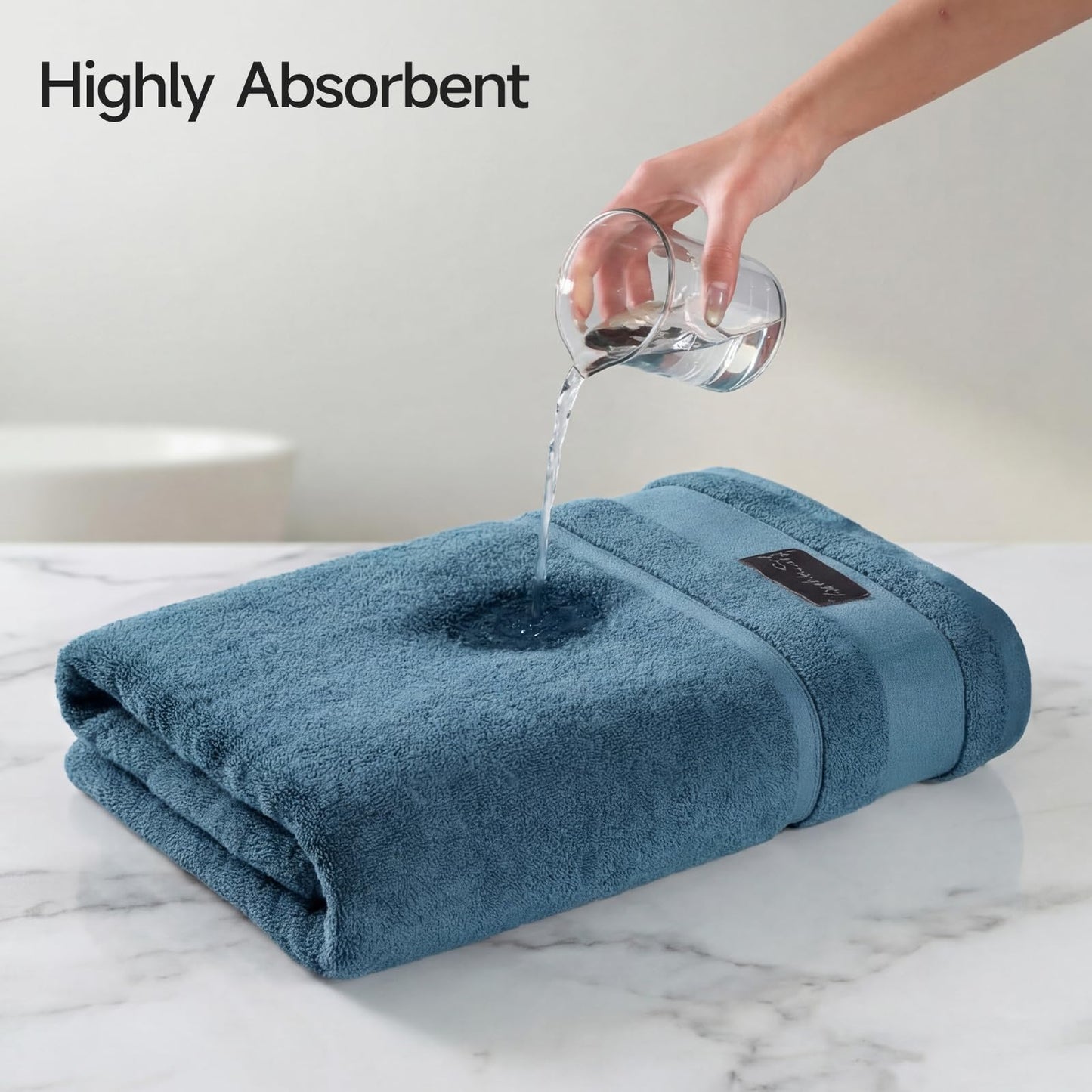 REDKISS Large Bath Towels Set 2 Piece, 100% Cotton, 31x63 in,Heavyweight 760G, Highly Absorbent & Quick Dry, Super Soft Luxury Shower Towels for Bathroom,Hotel Collection - Blue