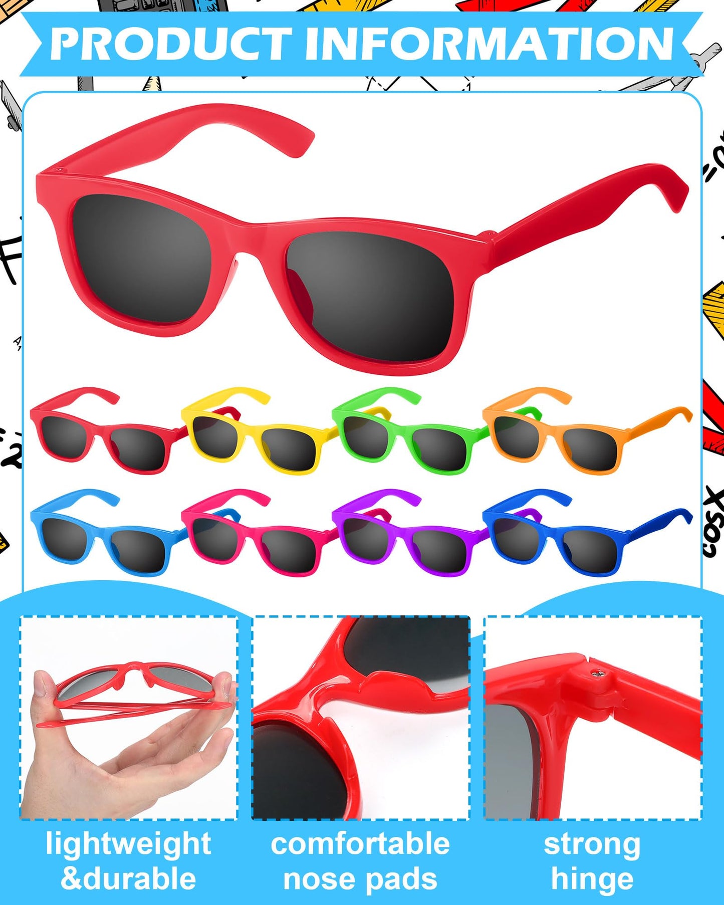 Geiserailie 48 Pcs End of The School Year Gifts for Students from Teacher Bulk Pre K Graduation Sunglasses Kindergarten Preschool End of Year Graduation Gifts for Classroom Summer Party Favors