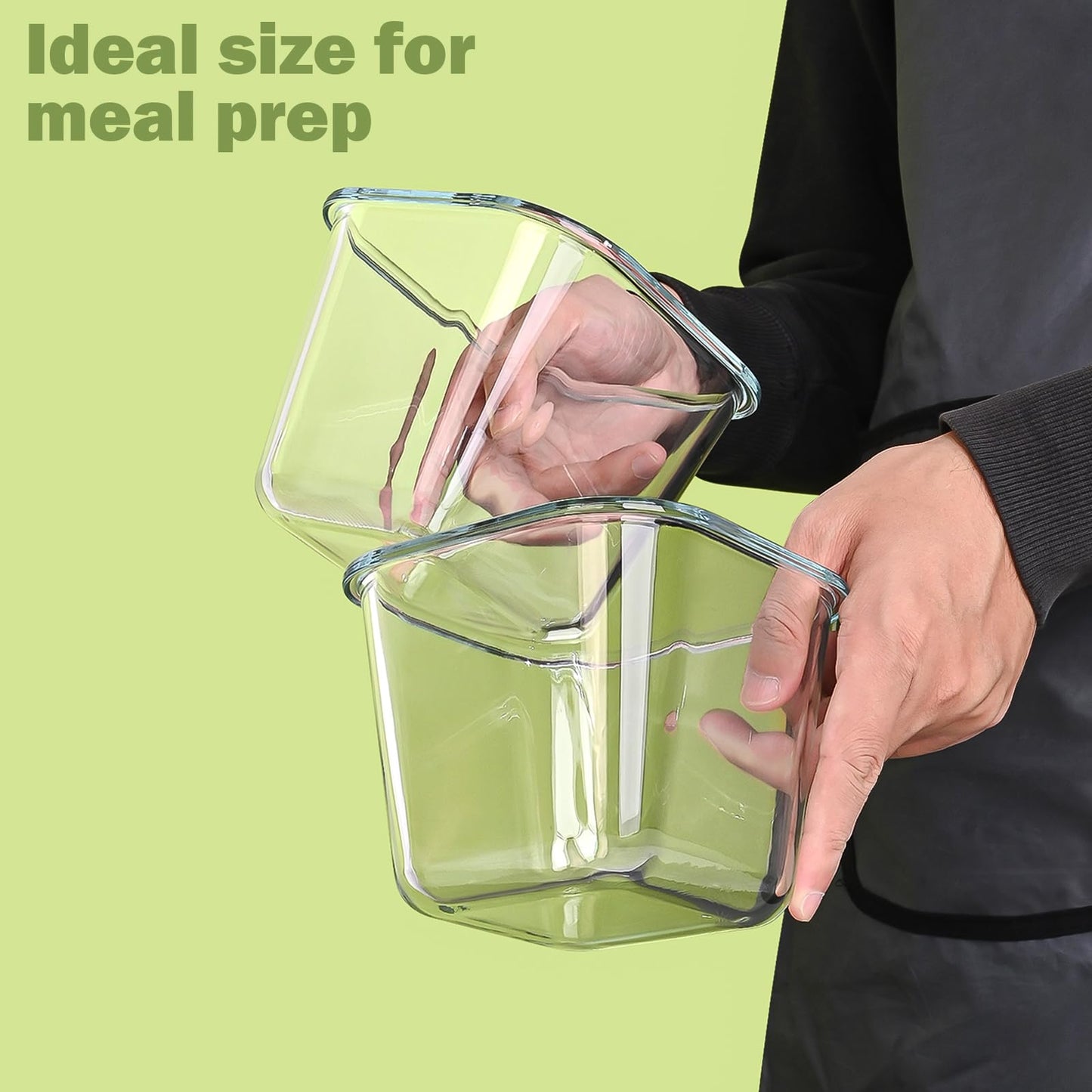 Glass Soup Containers with Lids 32 oz, 4 Cup Borosilicate Glass Food Storage Containers, Microwave & Freezer Safe Jars, Small Square Meal Prep Bowl for Salad, Fruit, Lunch, Ice Cream, Travel, 4 Pack