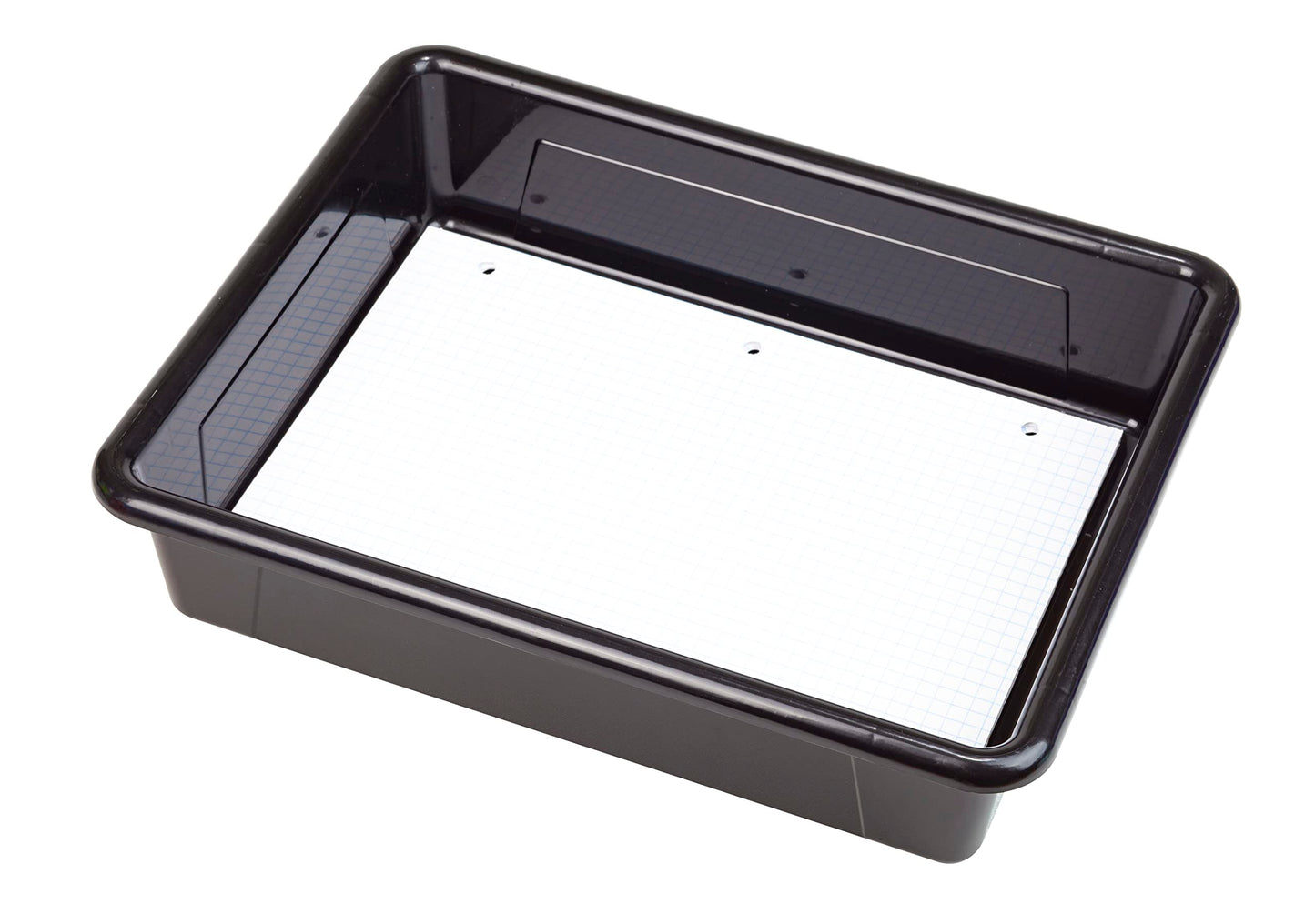 Storex Letter Size Flat Storage Tray – Organizer Bin with Non-Snap Lid for Classroom, Office and Home, Black, 5-Pack (62535U05C)