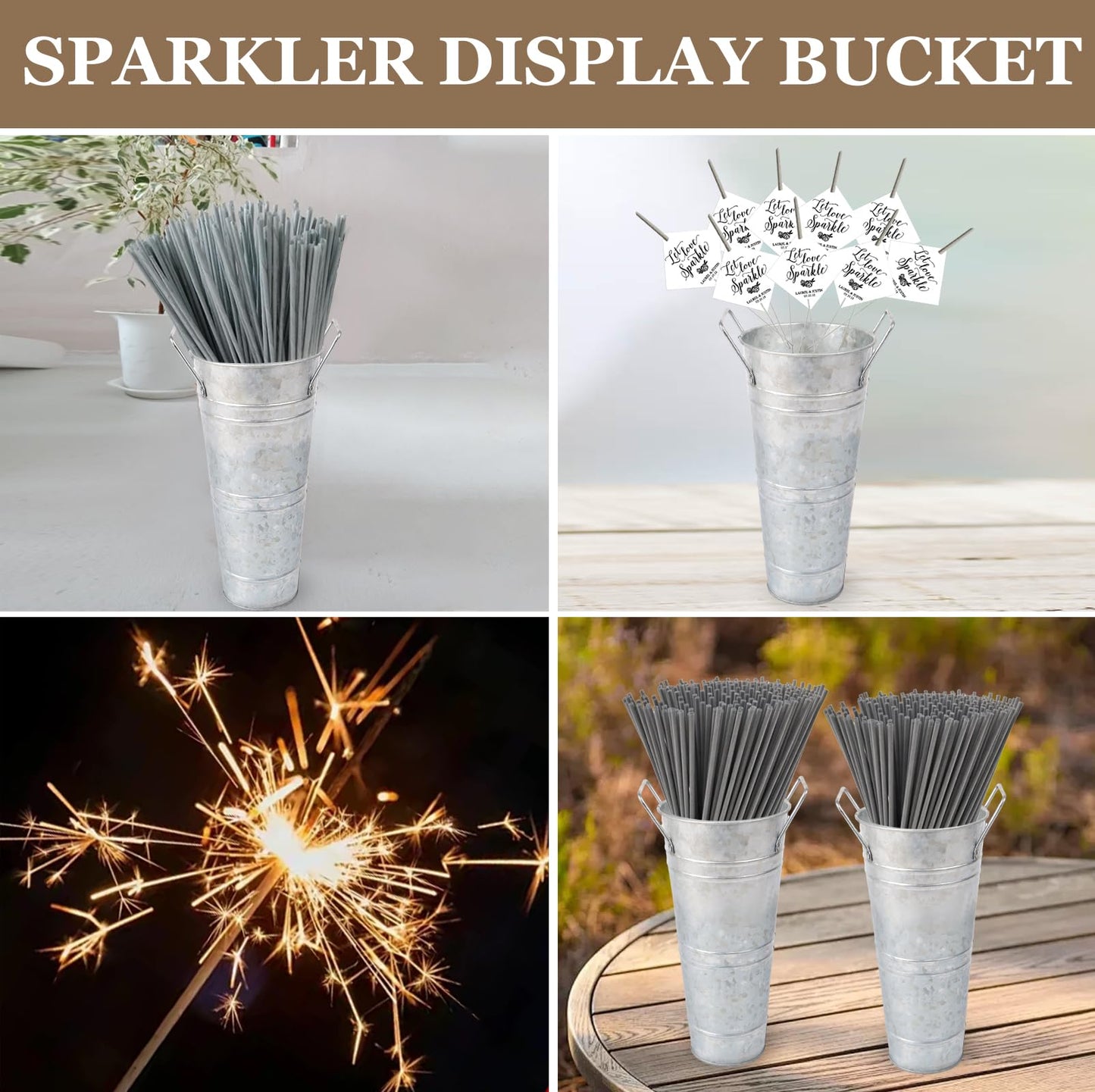 NowDoWin Small Galvanized Flower Bucket 8 Pack–10" Height, 4.33" Top Opening–Tabletop Size for Flower Buckets for Flower Bar Supplies, Bloom Bar Supplies–Metal Floral Buckets with Plastic Liner,Silver