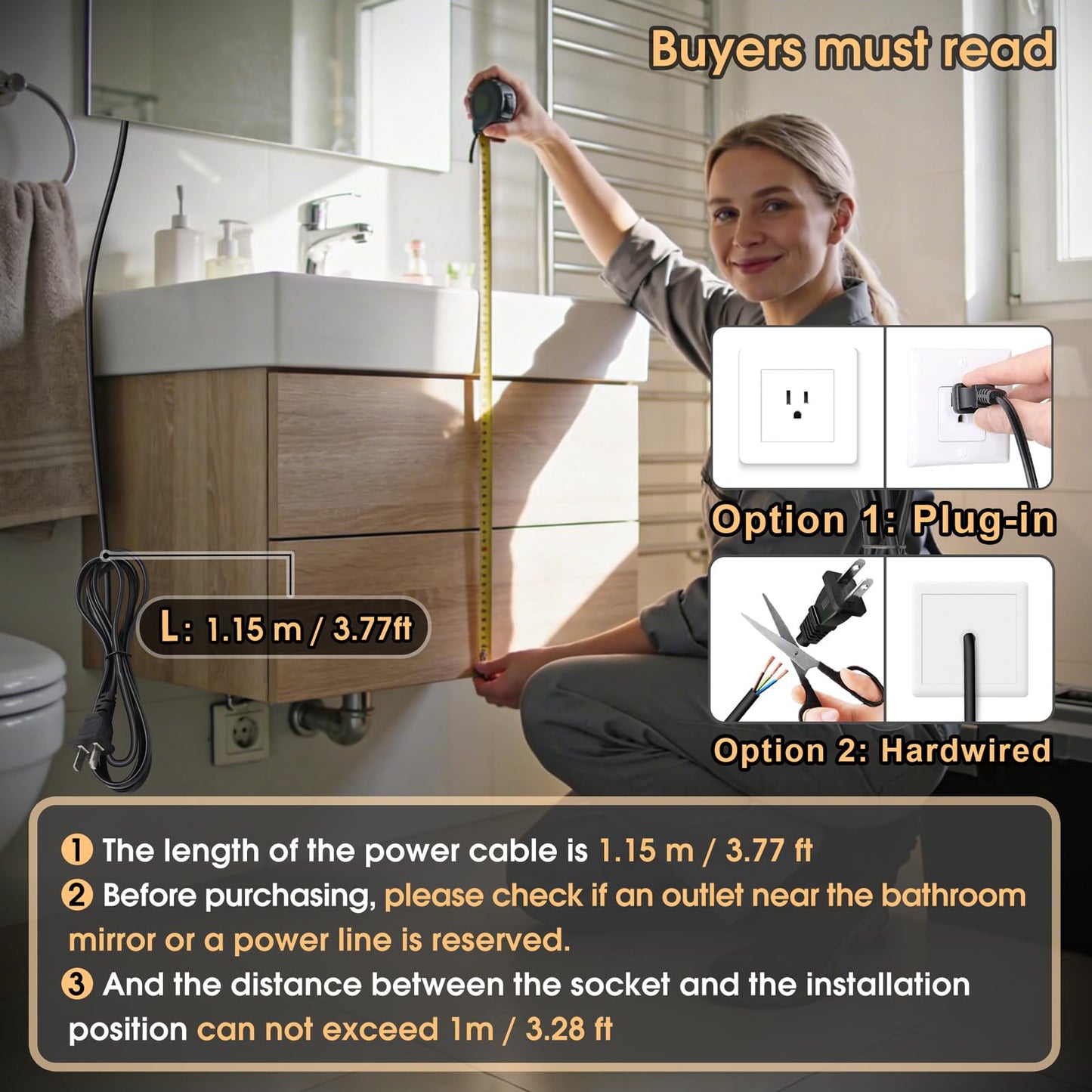 JingImage 20x28 LED Bathroom Mirror with Lights Oval, Lighted Bathroom Vanity Mirror for Wall, Front Lit and Backlight, Anti-Fog, 3 Color Dimmable, Vertically Only