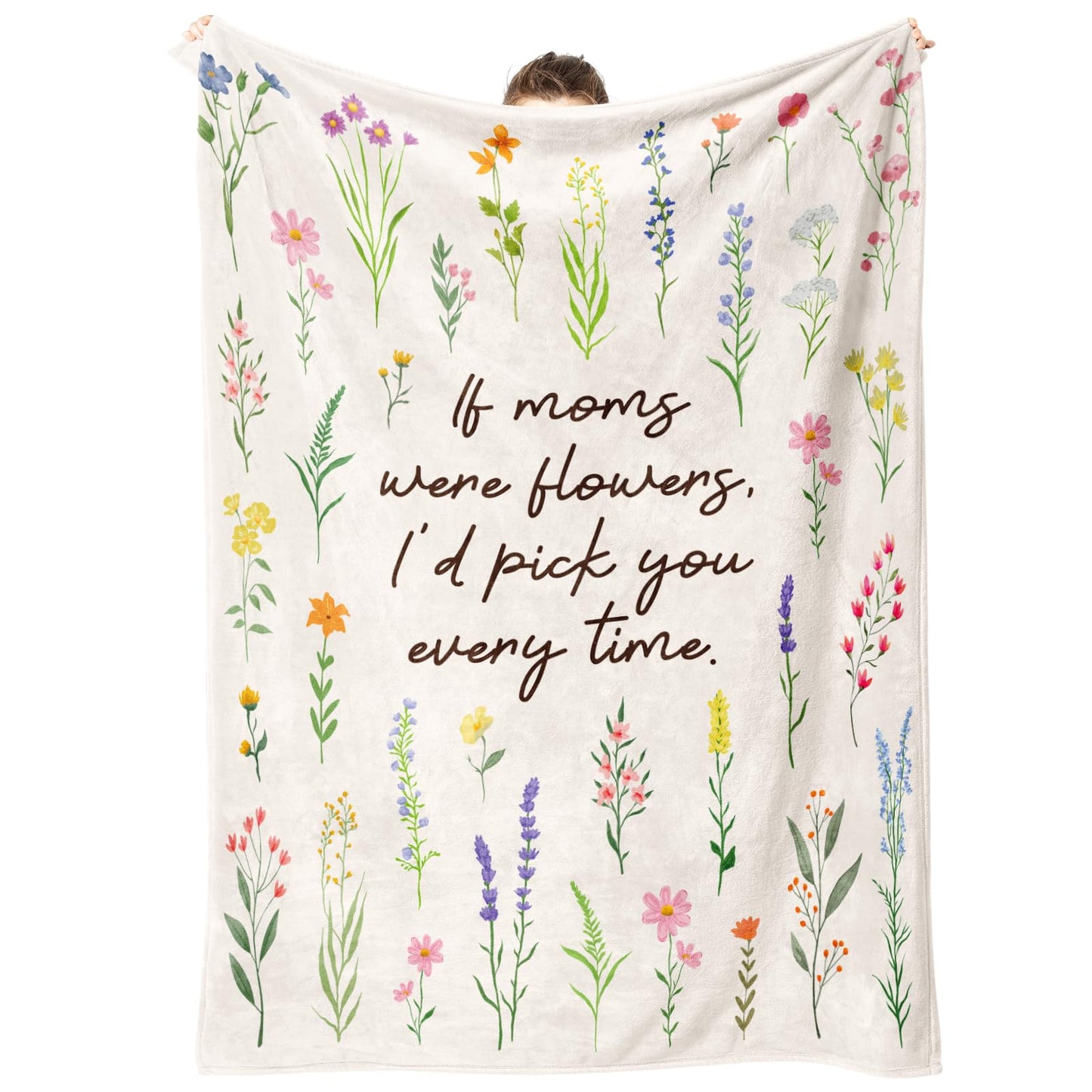 Afterprints Gifts for Mom Blanket, Mom Birthday Gift, Mother Gifts from Daughter Son, Best Mommy Presents, Soft Throw Blankets with Floral Printed 50'' x 60''