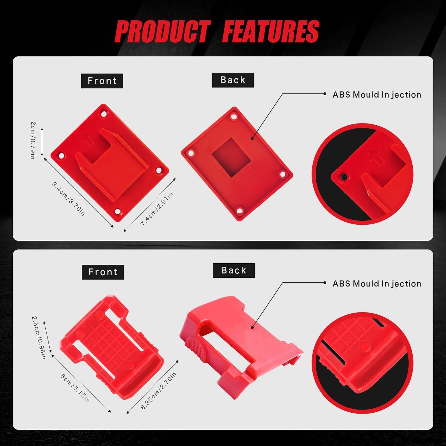 MXASLKMZ 20Pcs Wall Mount Tool Holders and Battery Holder for Milwaukee M18 18V - Heavy Duty Storage Shelf Organizer with Screws, Fits Drill, Saw, Workshop Garage