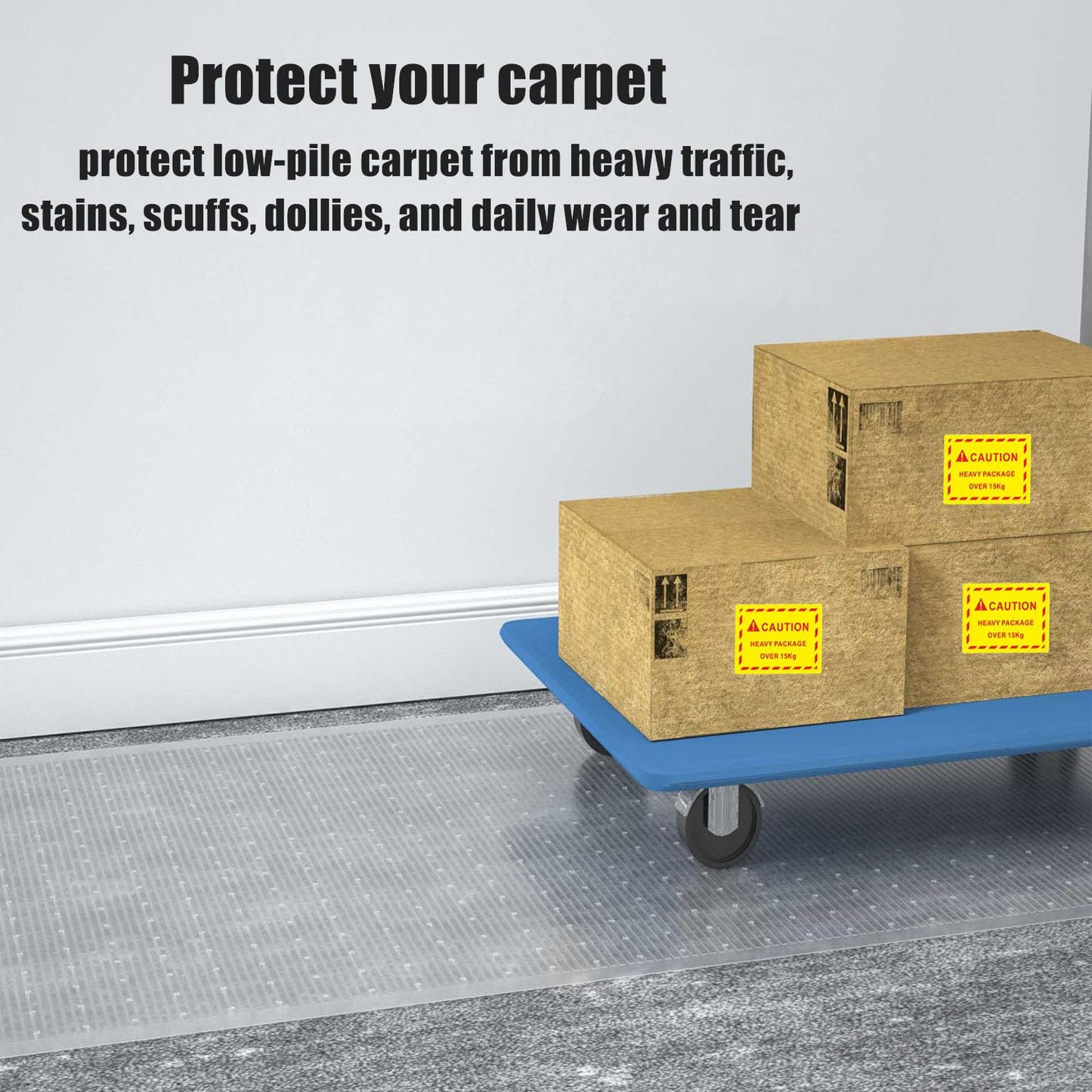 Plastic Carpet Protector Floor Runner 27in x 20ft Clear Carpet Runner for High Traffic Hallway Non-Slip Rug Protector for Low Pile Stain-Resistant & Waterproof