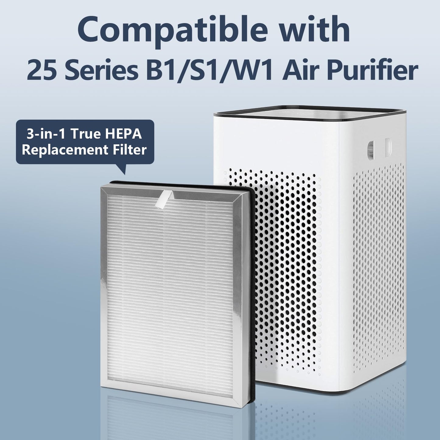 Midiex 6-Pack MA25 Replacement Filter Compatible with Air Purifier MA-25 Series S1/B1/W1, 3-in-1 H13 Ture HEPA with Activated Carbon Pre-filter