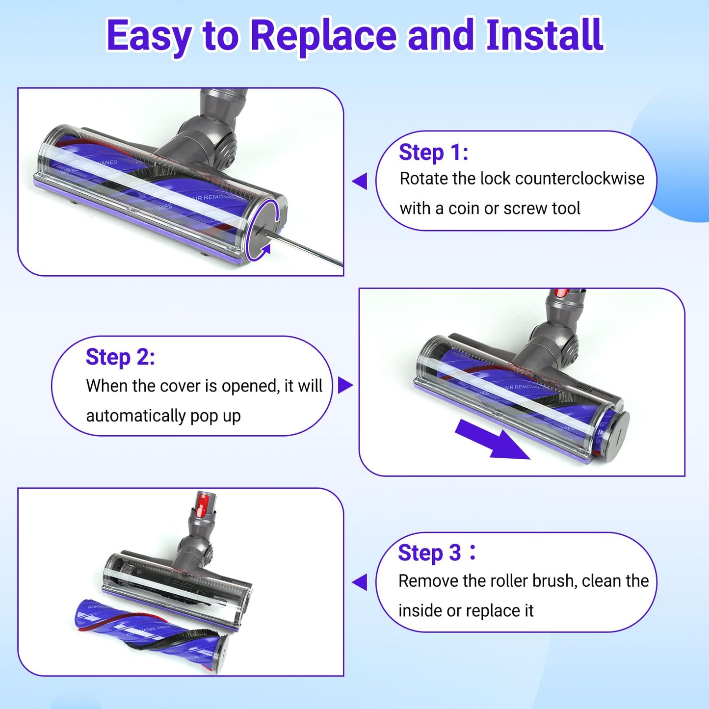 V9 Replacement Head Attachment Compatible with Dyson V9 Motorbar, Digital Slim SV18, V12 Detect Slim Cordless Vacuum Cleaners, V9 Upgrade Anti-Tangle Vacuum Head