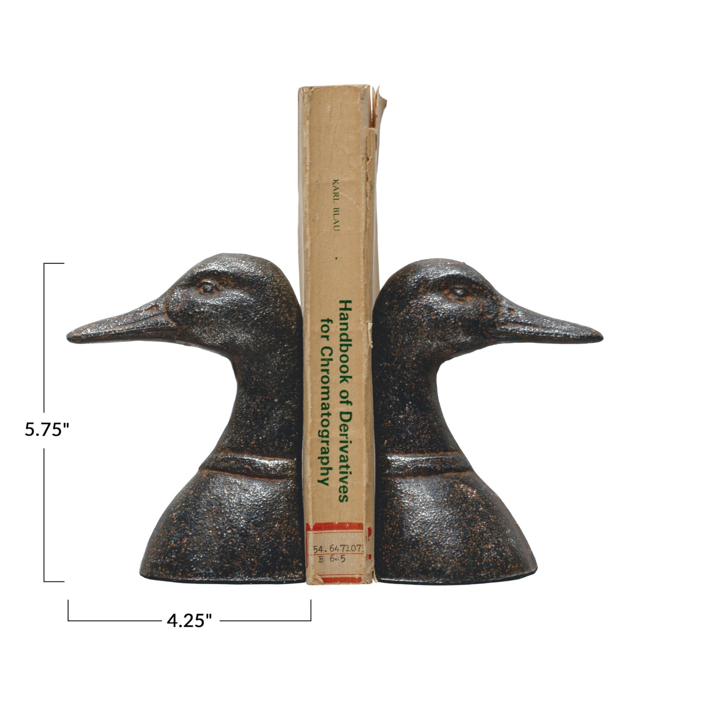 Creative Co-Op Decorative Distressed Cast Metal Duck Head Bookends, Black, Set of 2