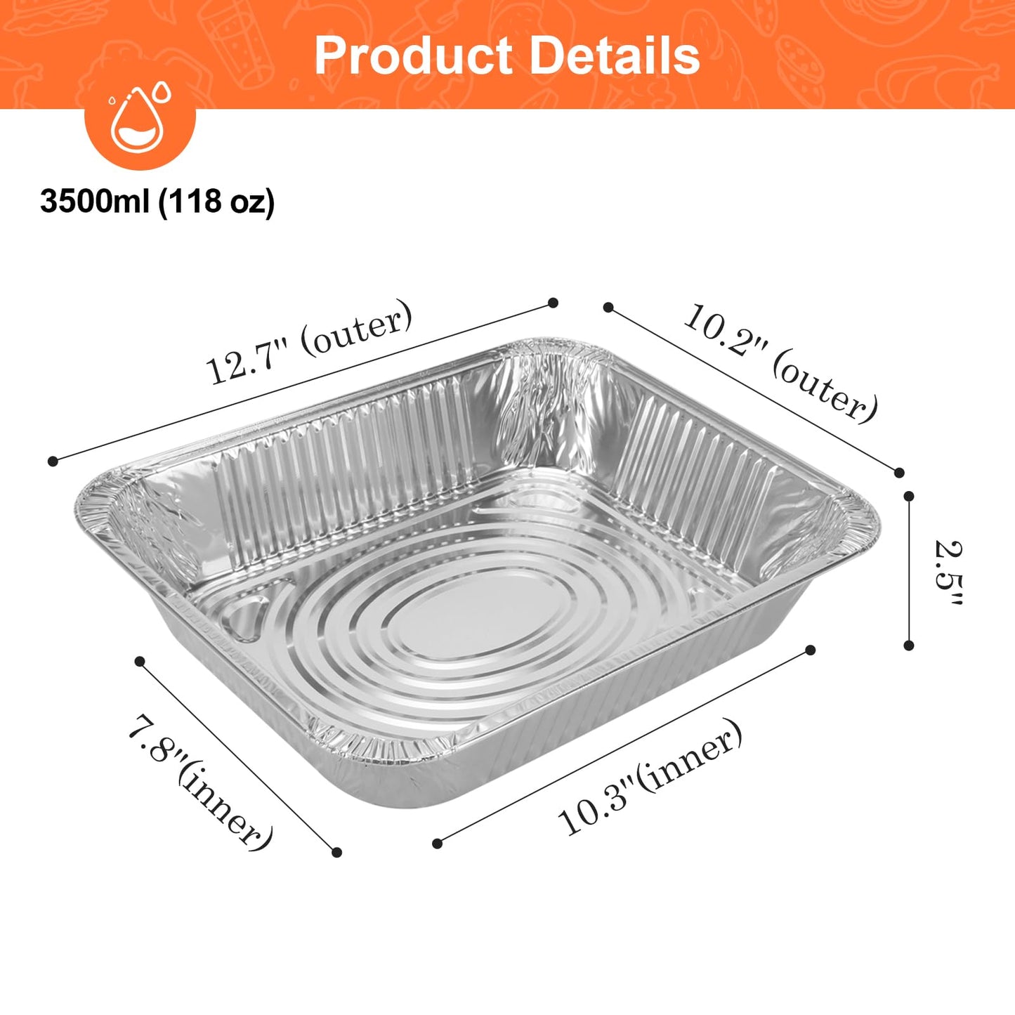 GrillChef Aluminum Foil Pans, Disposable 9x13 Baking Pans, 30 Pack Tin Foil Holders Half Size for Cake, Steam Table, Cooking, Heating, Storing, Aluminum Trays Heavy Duty