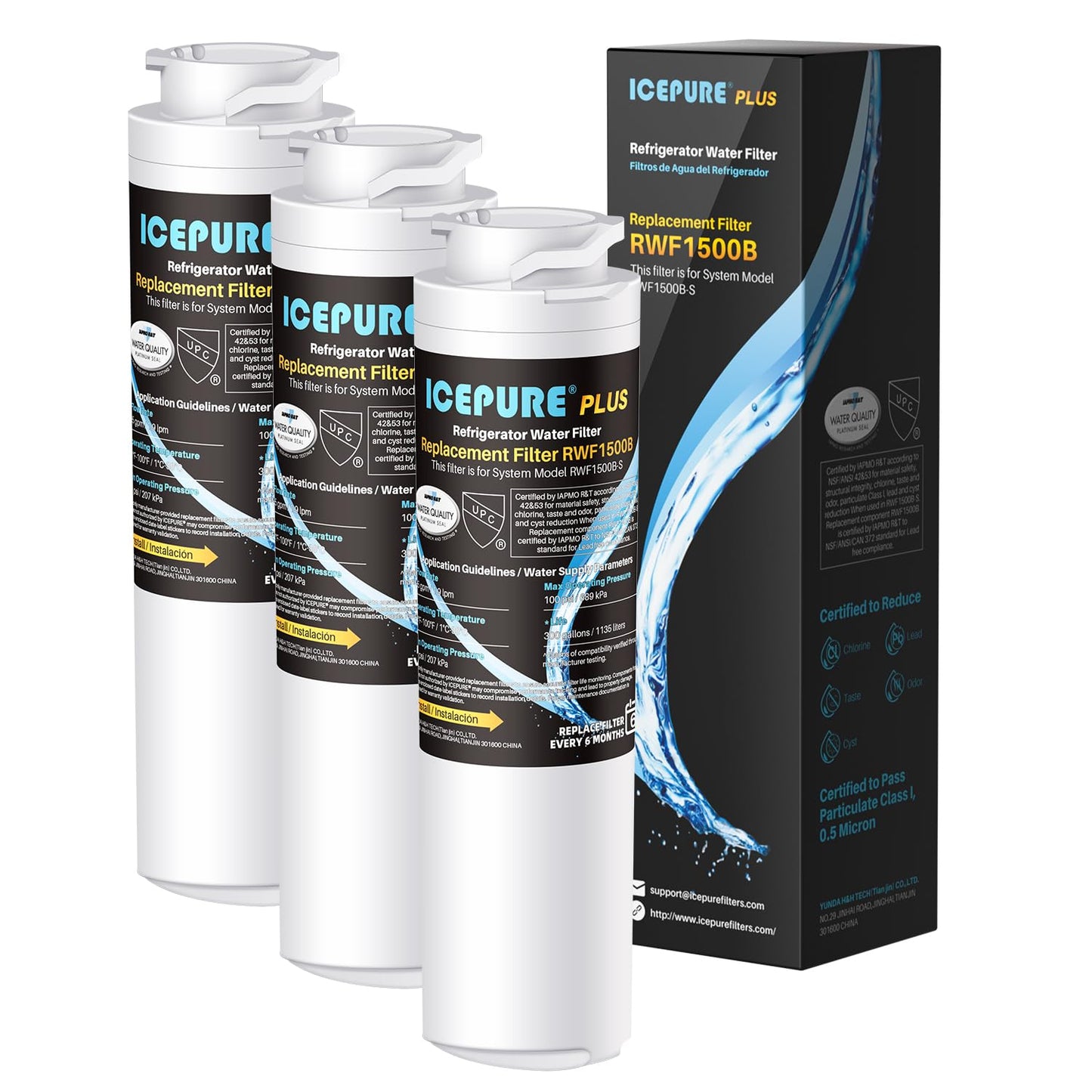 ICEPURE Premium MSWF Refrigerator Water Filter Compatible with GE MSWF, SmartWater 101820A/101821B, AP3997949, PS1559689, WR02X12345, RWF1062, CF12, PF12 3 PACK