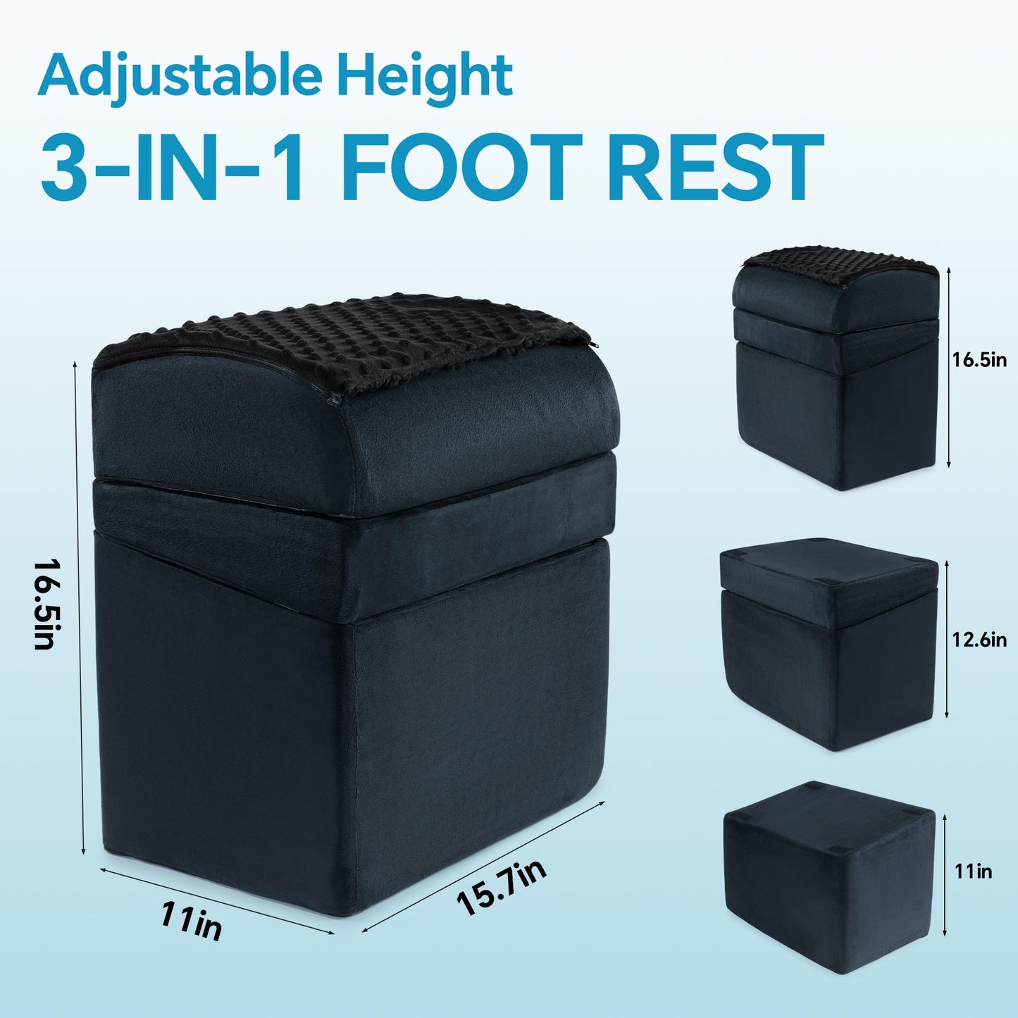 ROYALAY Adjustable Foot Rest for Under Desk at Work with Feet Warm Pocket, Ergonomic Foot Stools for Under Office Desk, Leg Rest for Desk with Machine Washable Cover