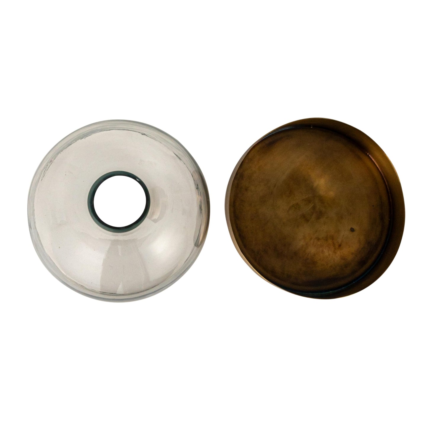 Creative Co-Op Sophisticated Glass Cloche with Metal Tray, Clear and Antique Brass