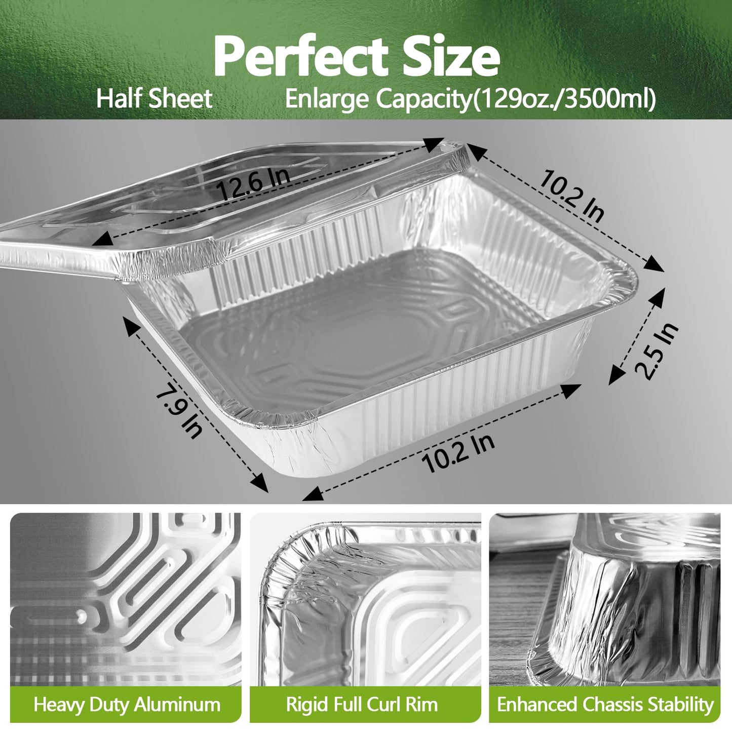 Demiwise Thickened 20 Pack Heavy Duty Aluminum Pans with Lids, 9x13 Aluminum Foil Pans Disposable, Half Size Steam Table Foil Baking Tray for Cooking, Baking, Roasting & Chafing, Carton Packaging