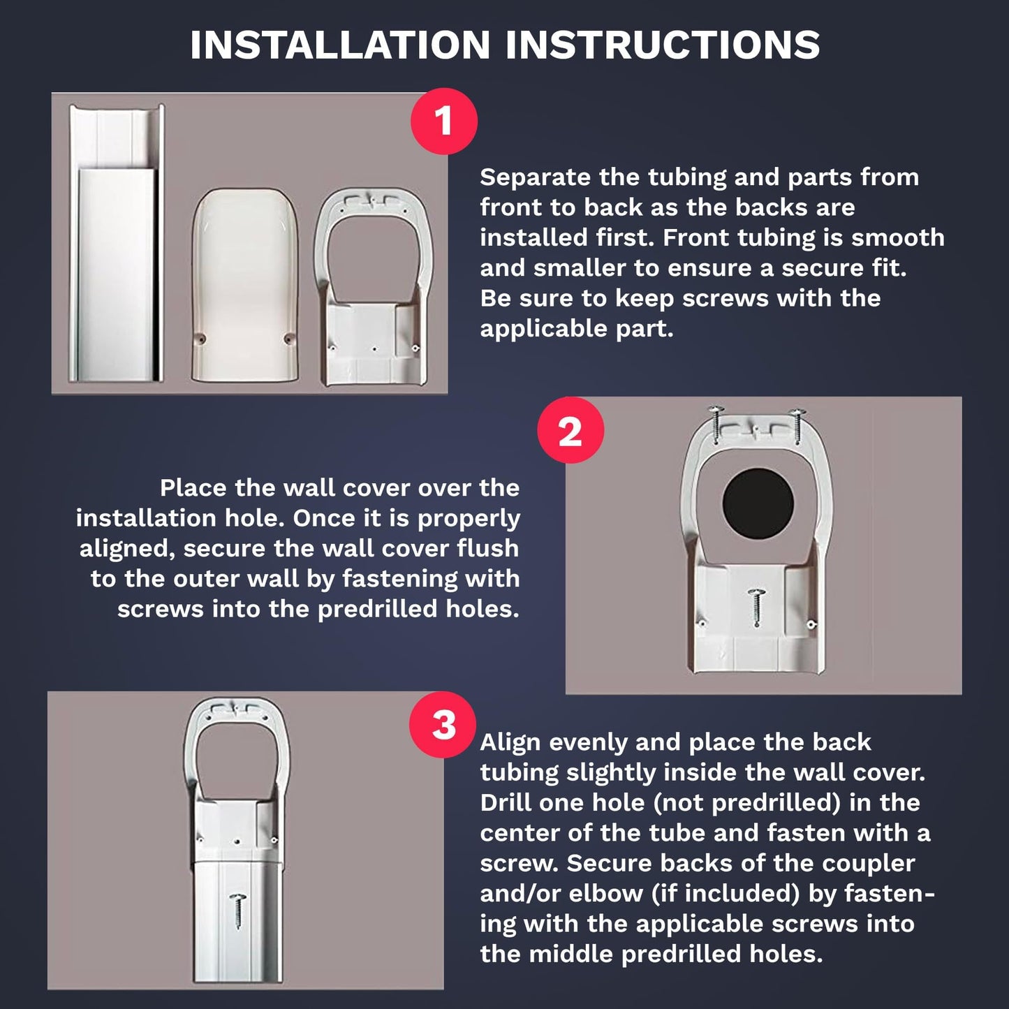 DuctlessAire - Mini Split Line Set Cover Kit - Paintable Mini Split Cover for Air Conditioner & Mini Split AC/Heating System - Durable Protection - Ideal for Indoor & Outdoor Use (White, 3" x 7.5 ft)