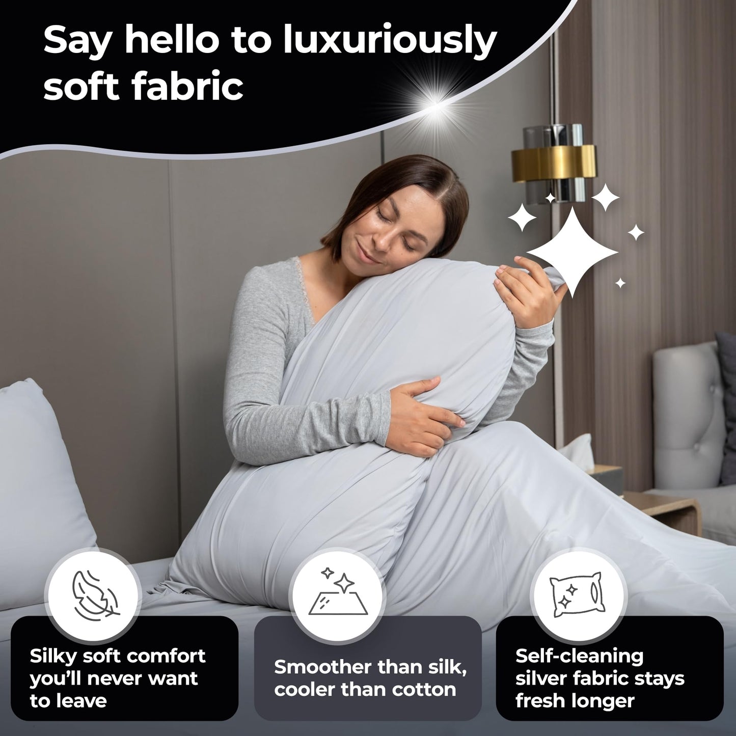 Silvery Restcool™ Silver Infused Cooling Pillowcase Set - 2 Pack Self-Cooling Pillowcases with Silvery Technology™ for Hot Sleepers & Night Sweats (Gray, King (U.S. Standard))