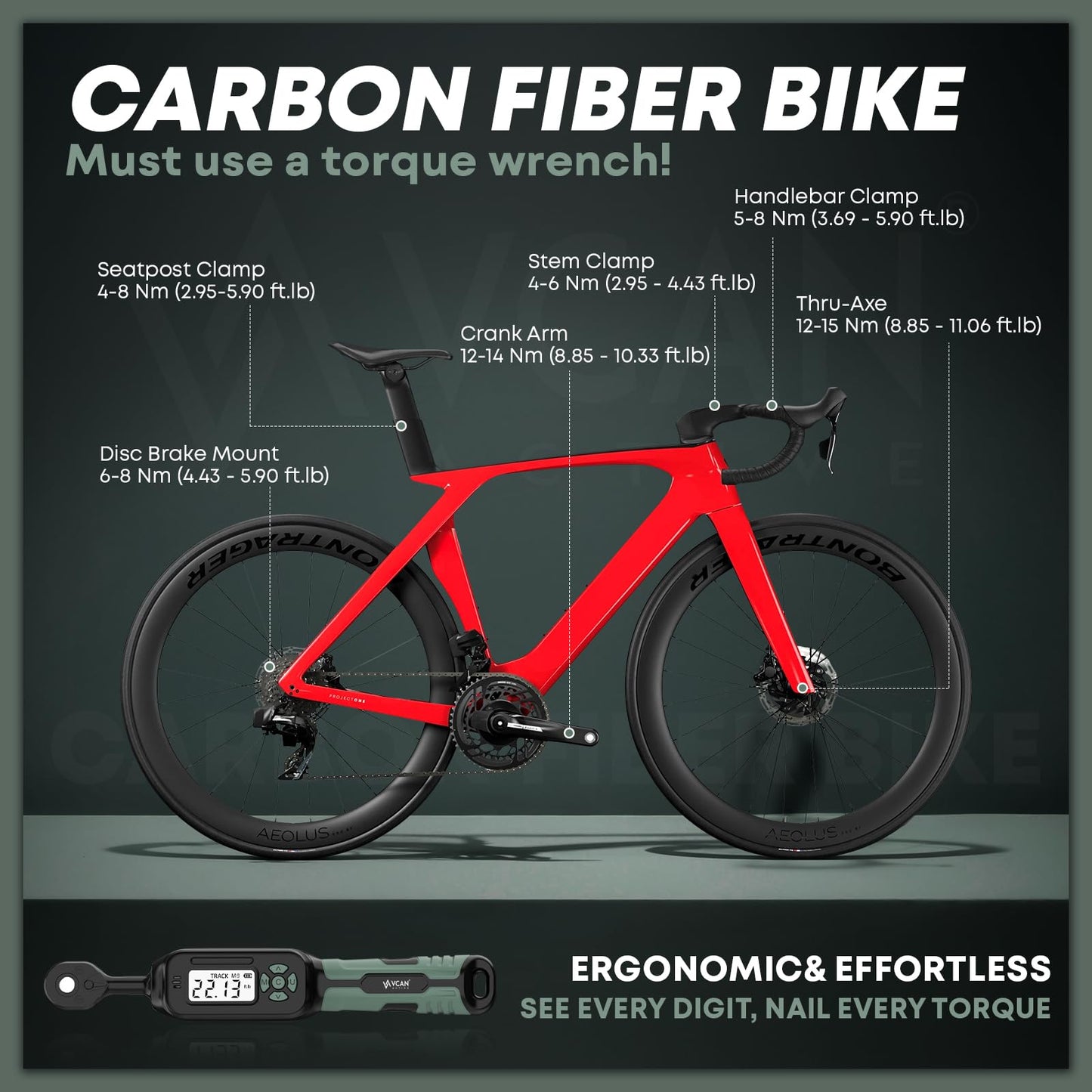 1/4 Torque Wrench Digital(1.1-22.2Ft.Lb) ±2 % Accuracy Digital Torque Wrench 1/4 Drive with Buzzer and LED Flash Track Mode Inch Pound Torque Wrench Set with Bits & Sockets for Bike Moto Gunsmithing