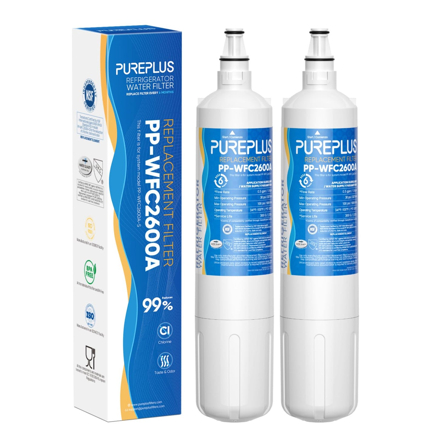 PUREPLUS 4204490 Replacement For Sub Zero, Sub-Zero 4204490, 4290510 Refrigerator Water Filter, 2 Pack