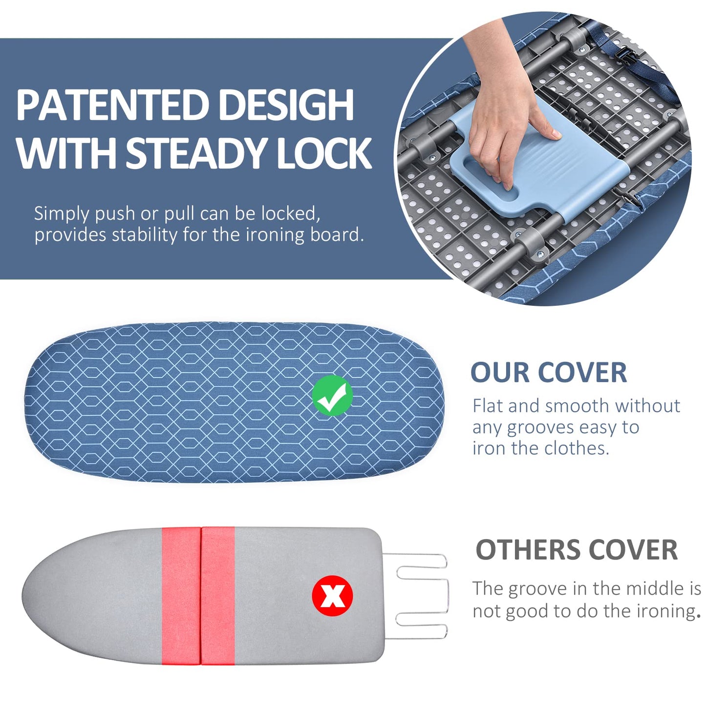 APEXCHASER Foldable Ironing Board, Tabletop Small Iron Board with Heat Resistant Covers, Portable Folding Mini Iron Table with Non-Slip Feet for Home, Laundry Rooms, Dorms, Travel Use, Blue