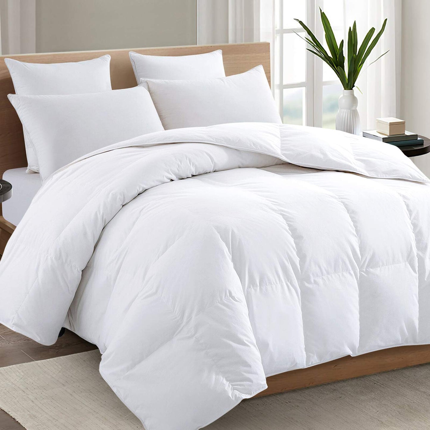 TEXARTIST Premium 2100 Series Queen Comforter All Season Breathable White Comforter Soft 4D Spiral Fiber Quilted Down Alternative Duvet Insert with Corner Tabs Luxury Hotel Style (88"x88")