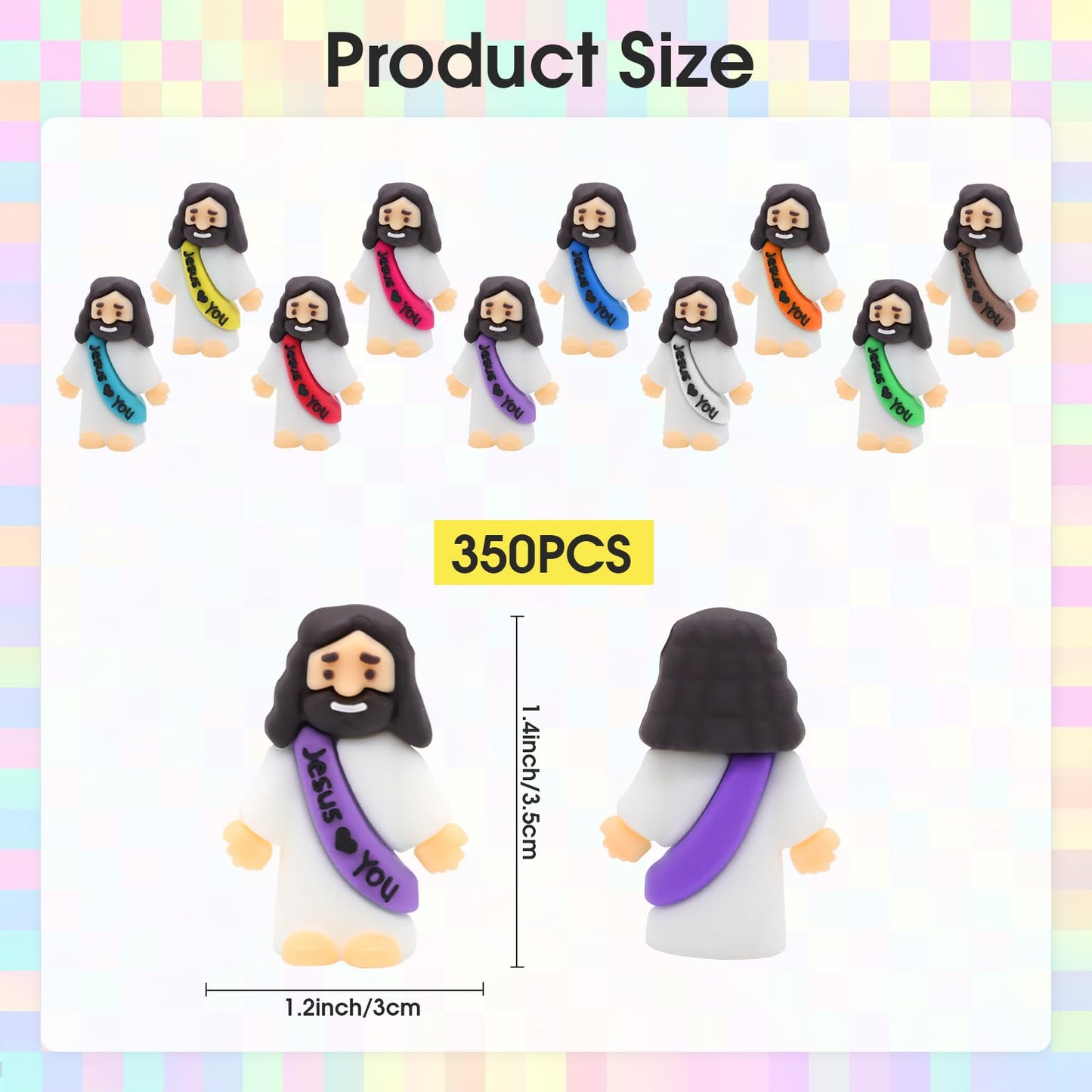 HSDJLXZ 350 Pieces Little Jesus Statue Bulk Pocket Jesus Love You Jesus Minifigure Church Christmas Party Gift Baptism Gift