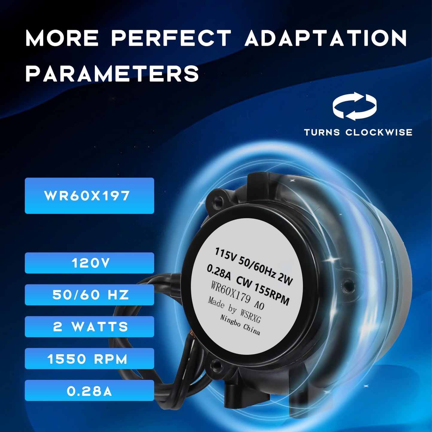 WSRXG WR60X179 Refrigerator Condenser Fan Motor Replacement with Upgraded Aluminum Housing Genuine Fan Motor for Enhanced Cooling Performance