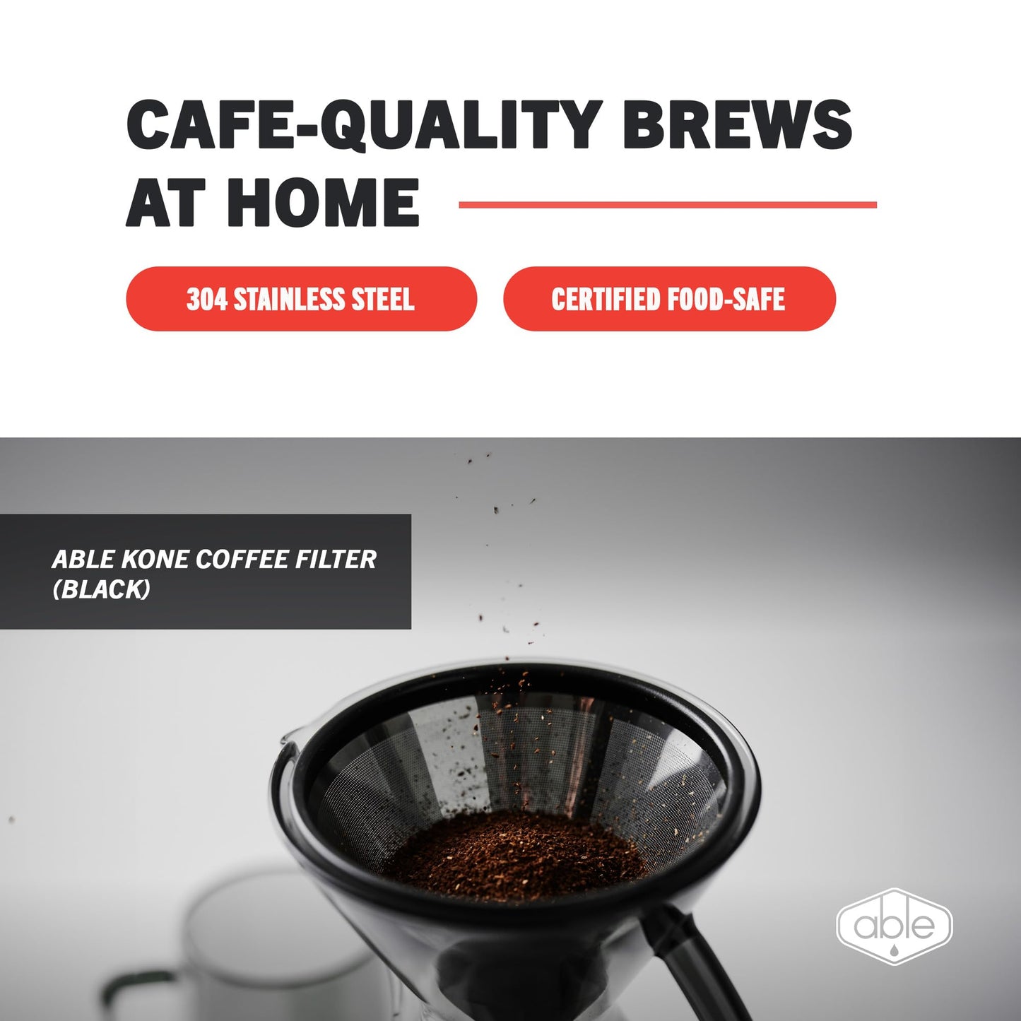 Able KONE compatible with Chemex: The Original Reusable Black Titanium Coffee Filter