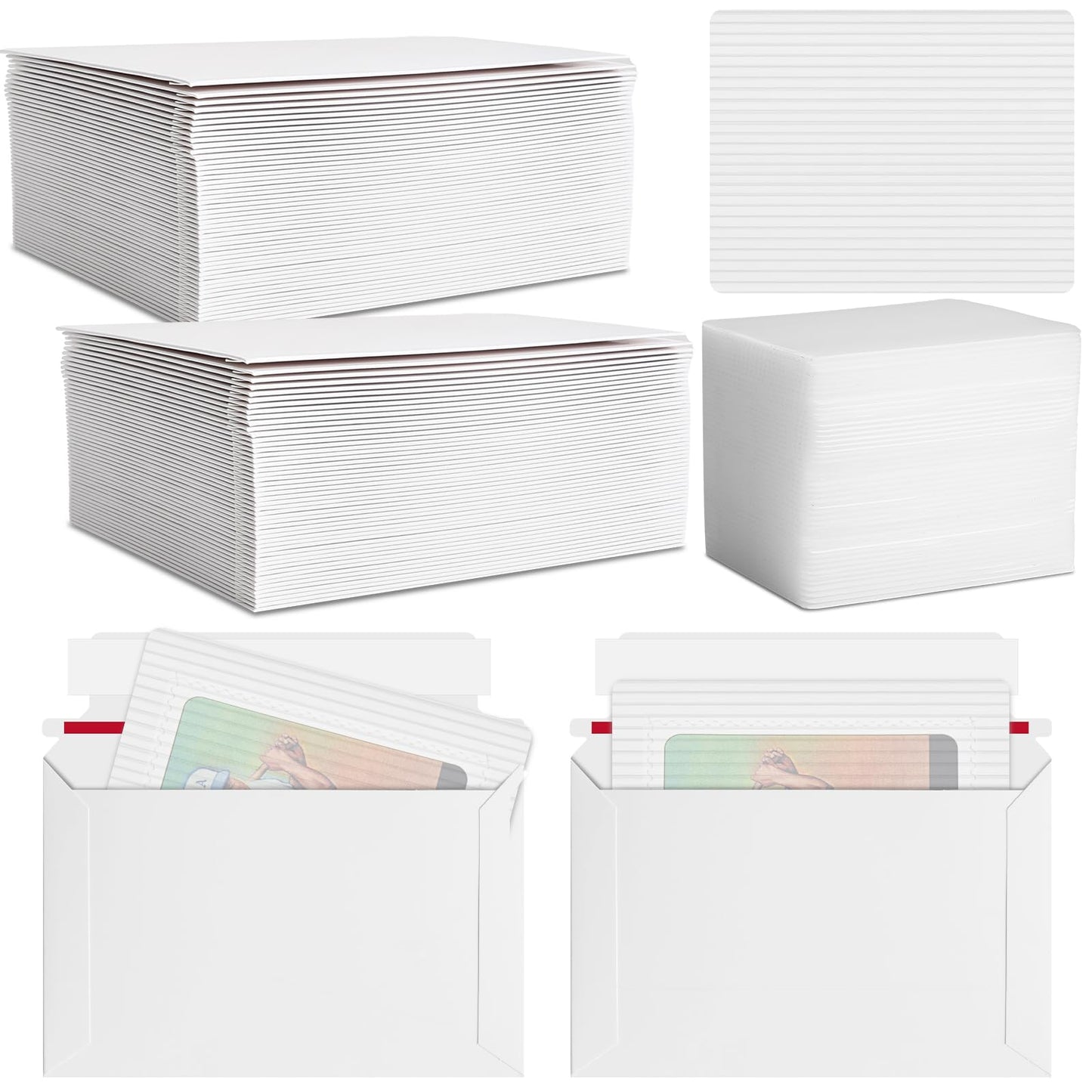 Faccito 400 Pcs Trading Card Shipping Set 4 x 6'' Trading Card Protector and Envelopes Bulk for Mailing, Additional Defend Supplies (Original)