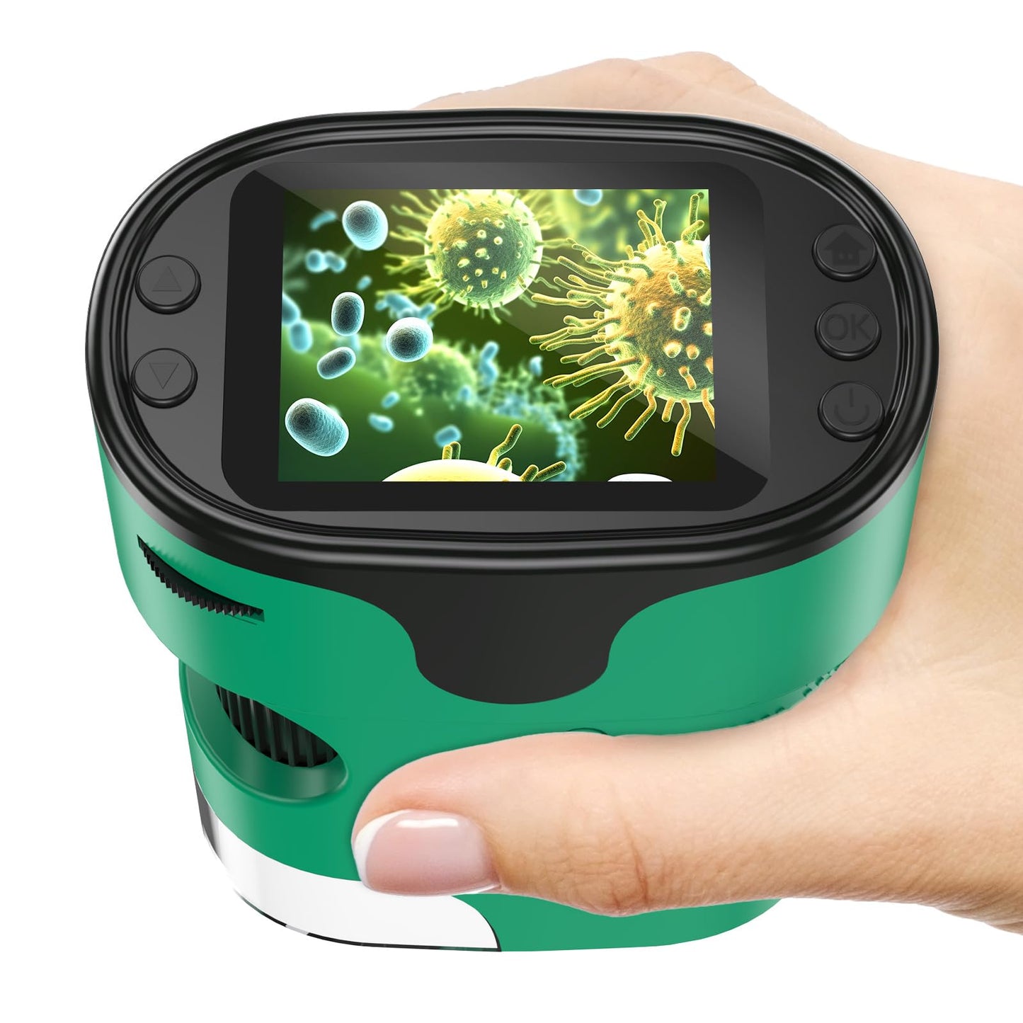 1000X Handheld Microscope for Kids 4K 2.0" Screen Rechargeable Mini Pocket Digital Microscopes w/Slides Kit Portable Edu Gift Age 4-6 8-12 Children Students (Green)