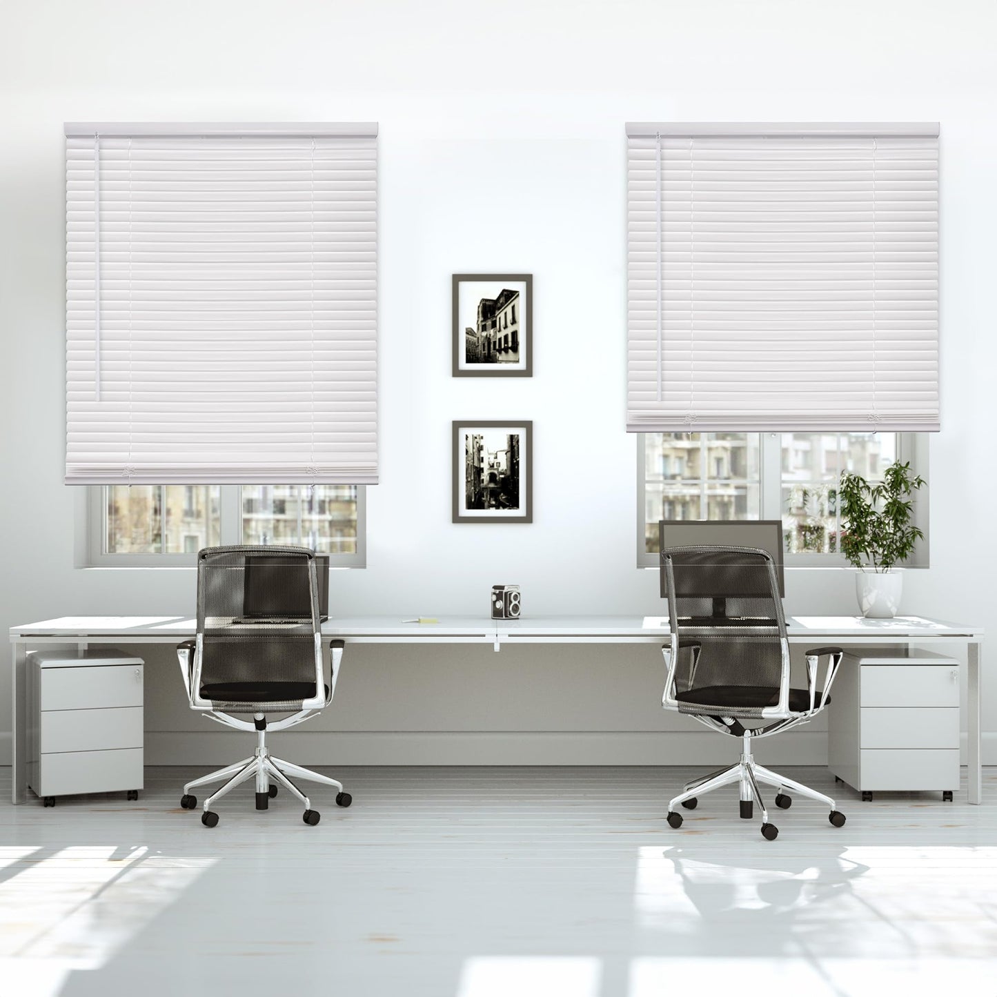 DEZ FURNISHINGS Cordless 1" Mini Blind with Flexible Slats, 30" W x 48" H, Pearl White
