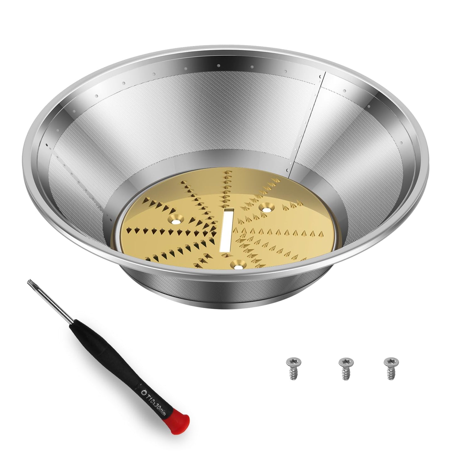 BR-3/BR-1 Juicer Mesh Filter Basket （No Base）Compatible with Breville Juice Models BJE510XL,BJE820XL,JE98XL, BJE200XL, With Mesh Strainer Bowl, Blade, Screws & Wrench,Easy to Replace