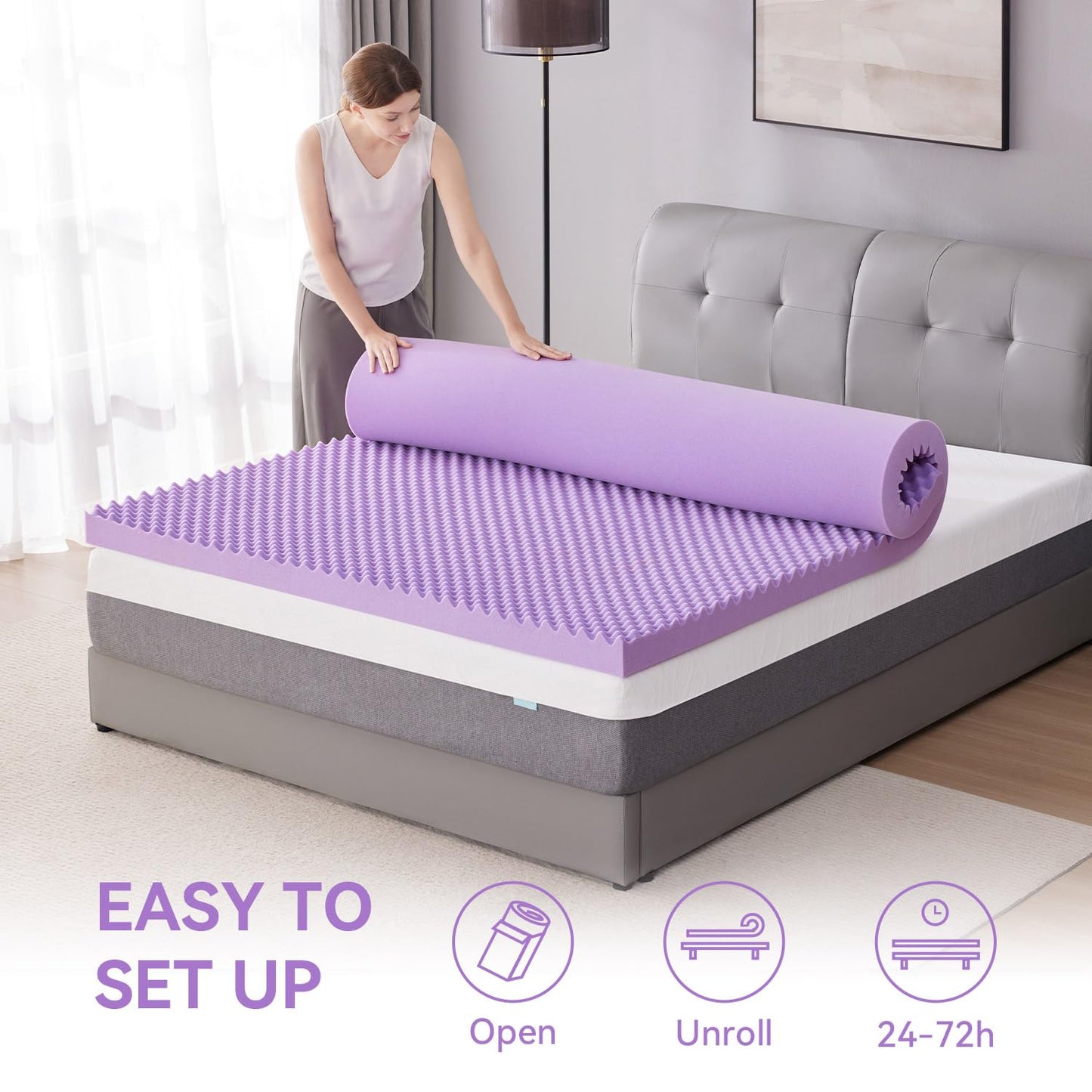 SINWEEK 2 Inch Egg Crate Memory Foam Mattress Topper Twin XL, Twin Extra Long Mattress Pads for College Dorm Single Bed, Pressure Relieve CertiPUR-US Certified,39x80 Inches