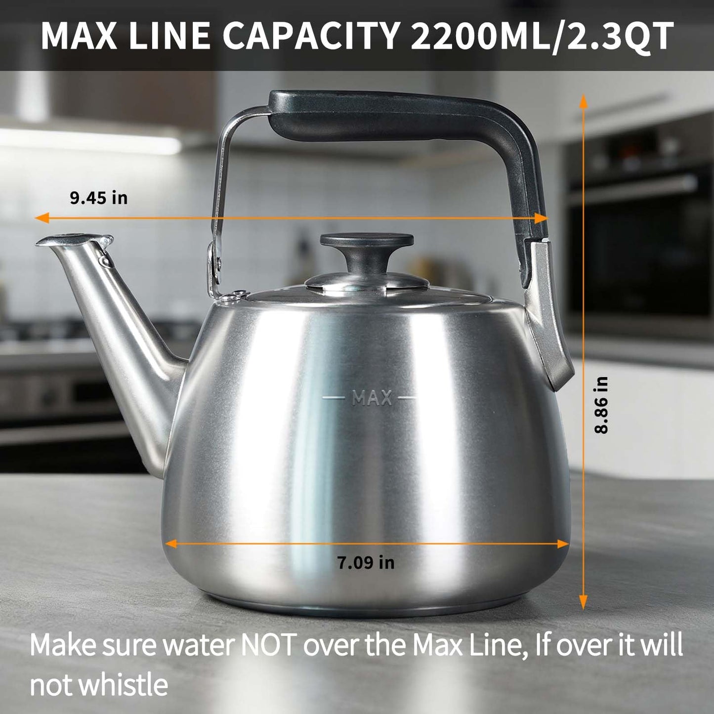 SADOMAIN Tea Kettle, Whistling Stovetop Tea Kettle, Large Capacity Teapot Suits for All Heat Source, Professional Fast Heat Technique Teapot with Thick Body and Bottom, Durable and Sturdy Tea Pot