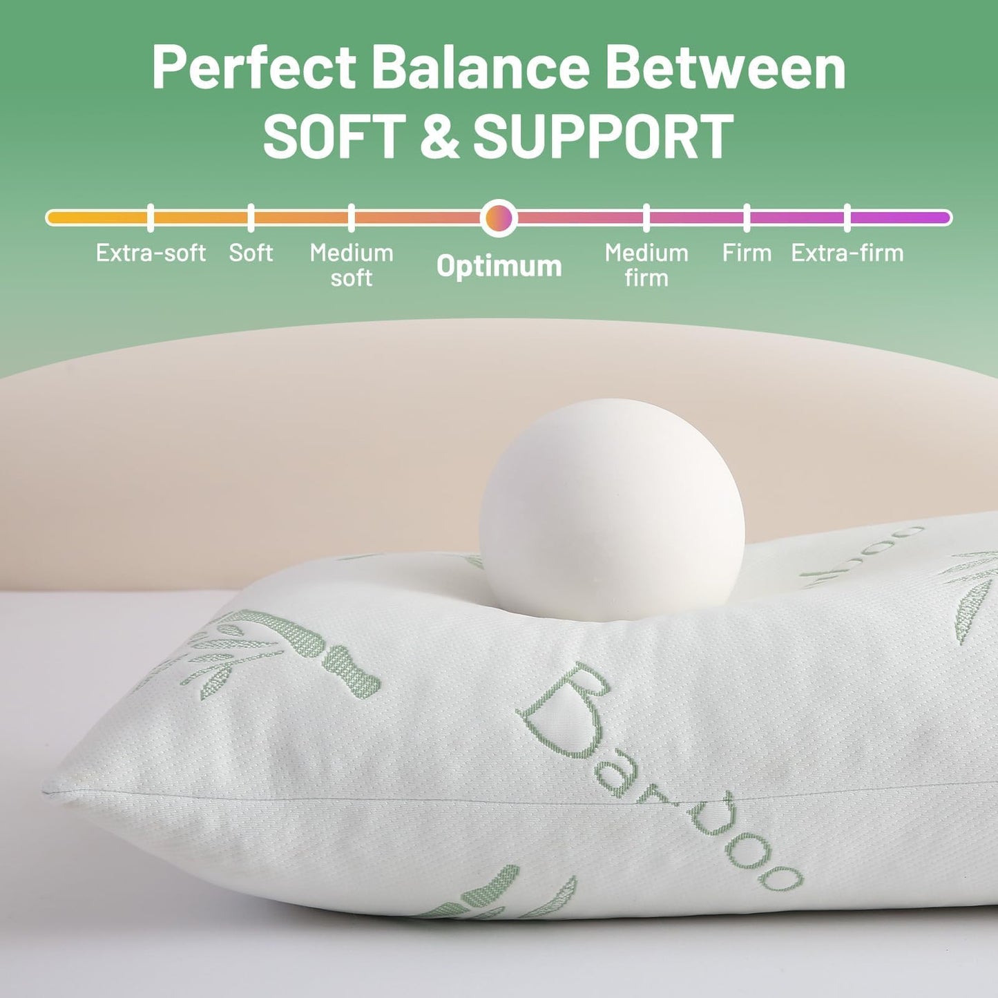 Primesoft Body Pillow for Adults, Memory Foam Long Pillow for Side Sleeper, Fluffy and Firm Full Body Pillow with Removable Pillowcase,Adjustable Filling,20×54 Inch,Green