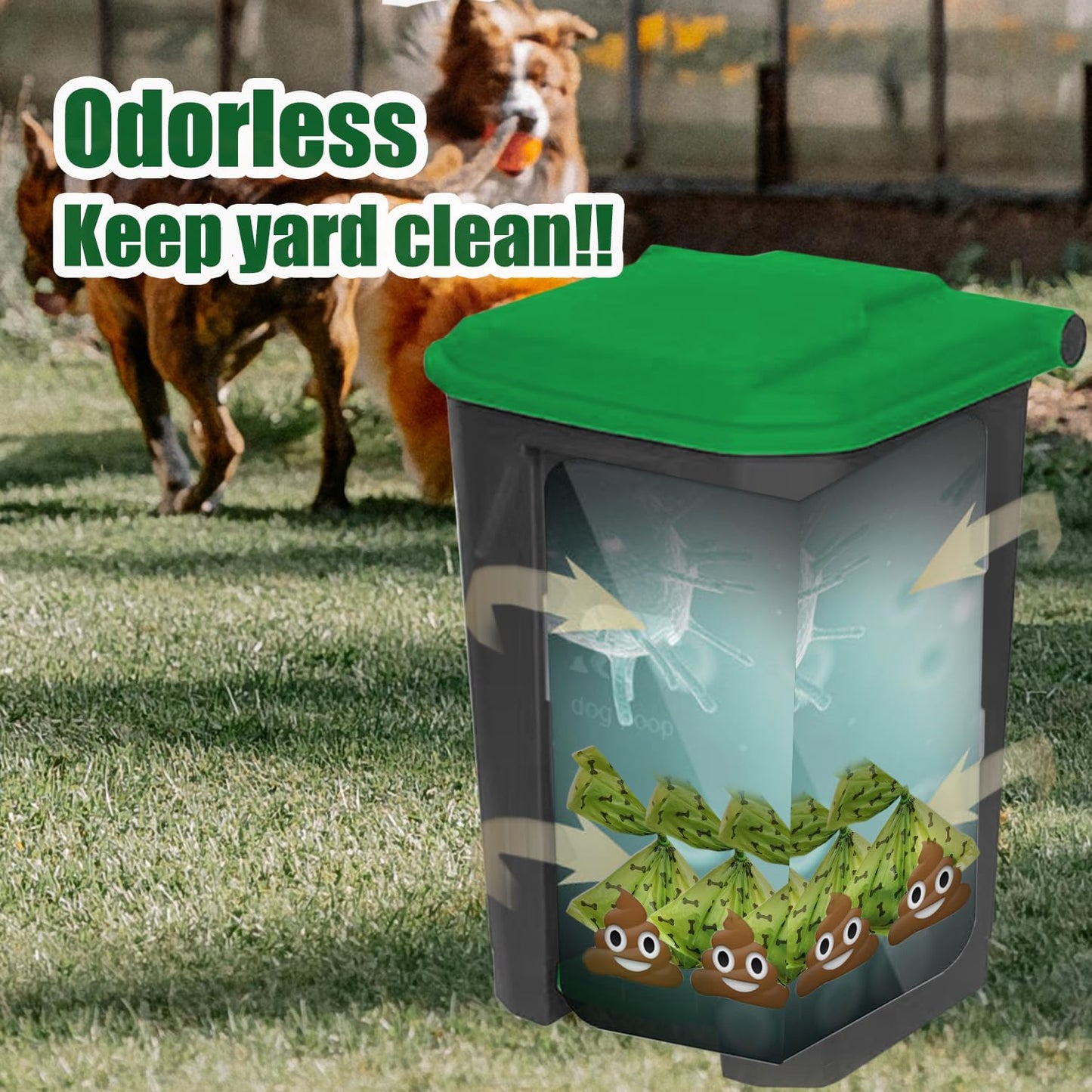 Yatmung 20L/5Gallon Dog Poop Trash Can Outside - Hands-Free Pedal Pet Waste Bin with Removable Inner Bucket - Backyard, Porch, Garage, Yard, Odorless - Dogs Poop Garbage Can Outdoor with Waste Bags