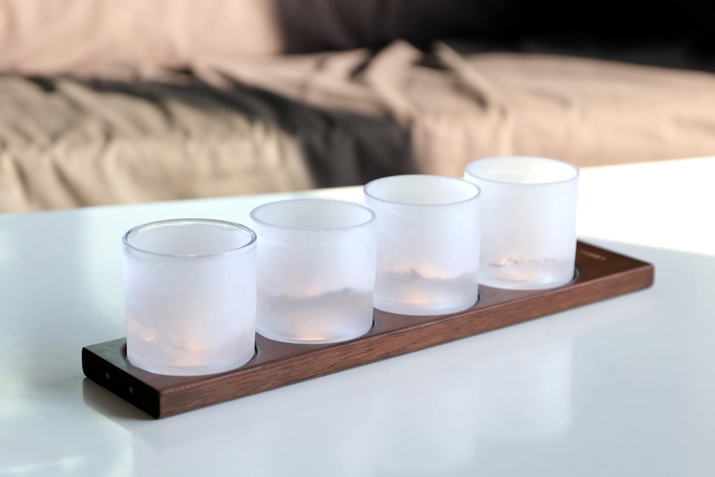 LIITON Fathers Day Whiskey Glasses for Dad, American Peaks Set of 4, Thick Heavy Crystal 3D Mountain Bourbon & Cocktail Glasses, Chills 18 Seconds Without Ice, 10 oz