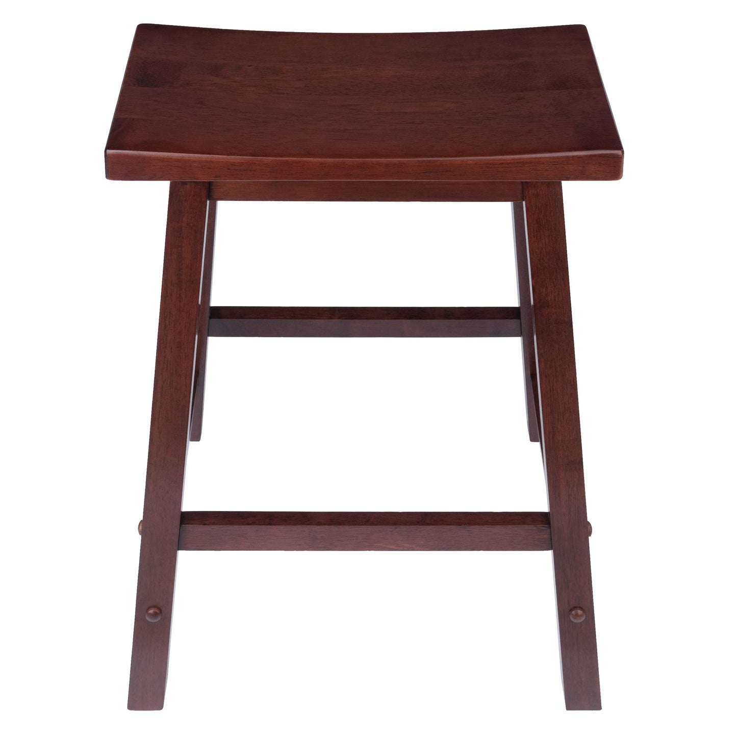 Winsome Satori Saddle Seat Counter Stool, 24" in Walnut, Classic Backless Bar Chairs for Kitchen & Dining Room Seating, Timeless Essential Furniture for Home, Dorm, Apartments