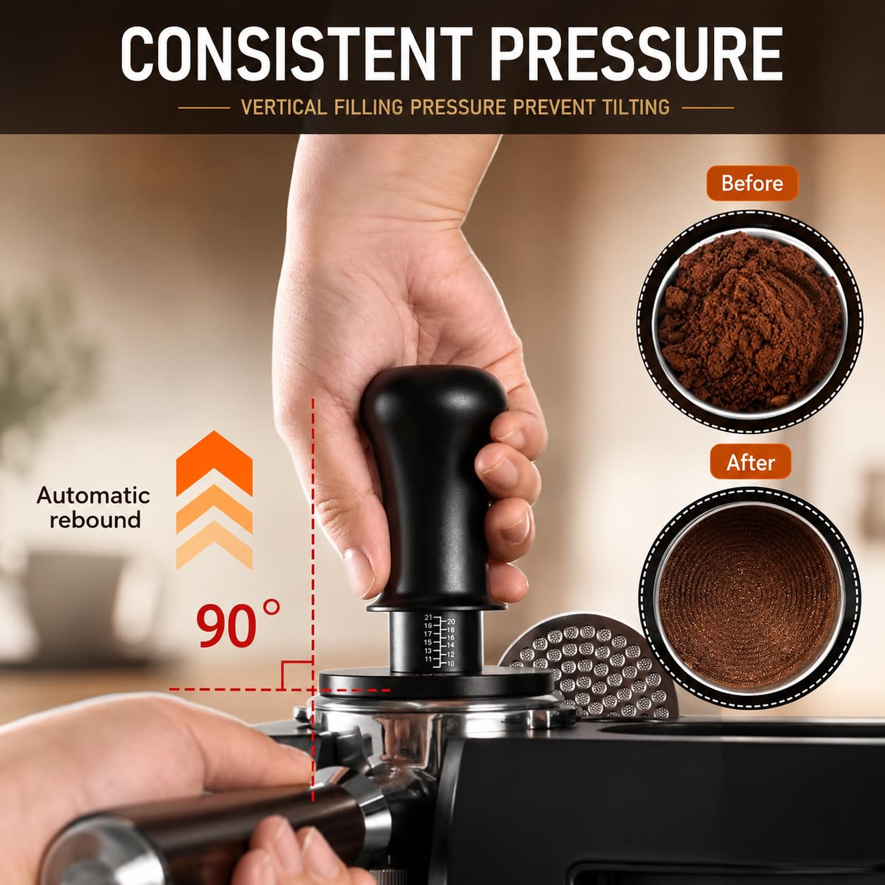 53.3mm Premium Professional Barista Kit 4-in-1: Double Spring Loaded Self-Leveling Espresso Tamper with WDT Tool, Dosing Funnel & Anti-Slip Base. Anodized Aluminum for 53mm - 54mm Portafilters.