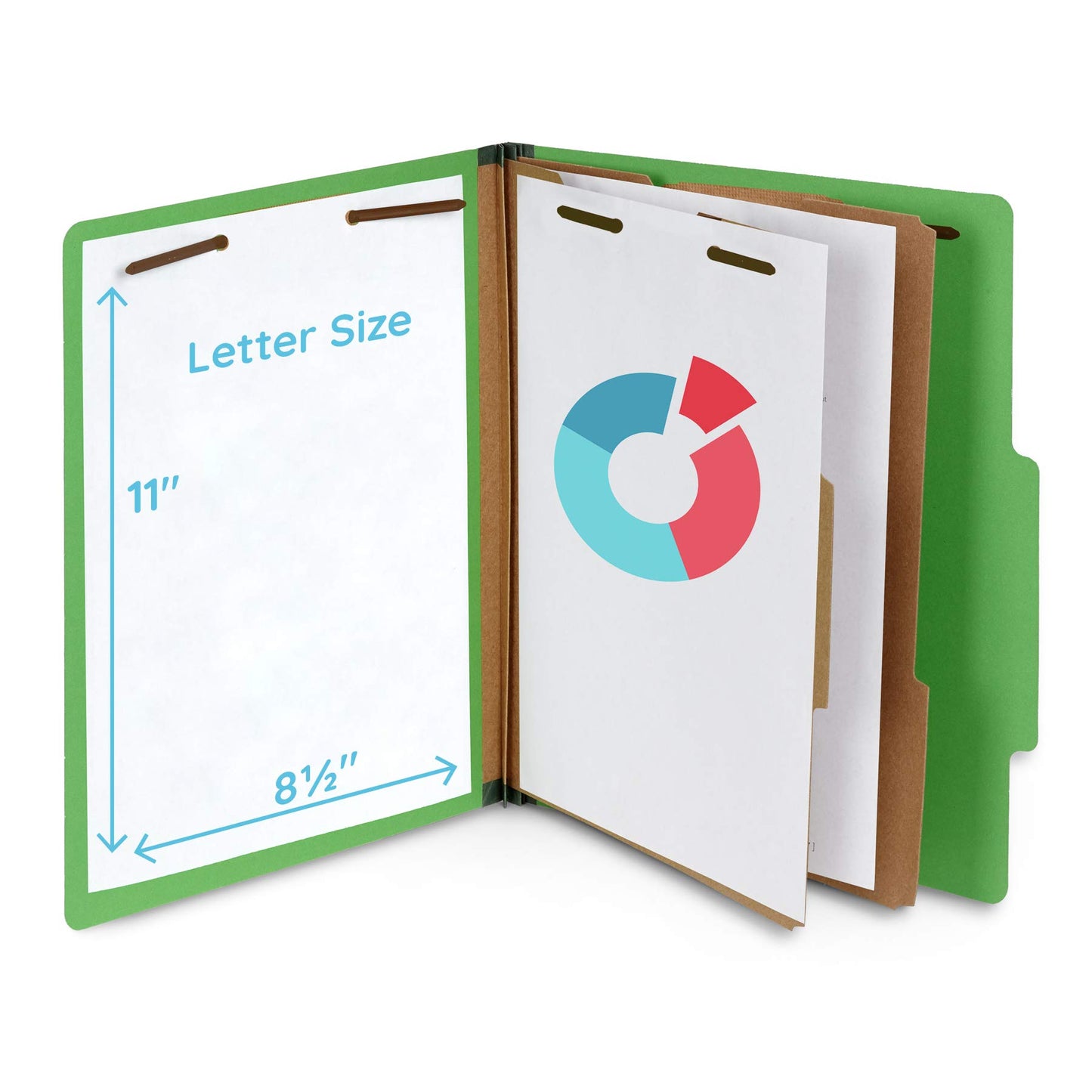 10 Green Classification Folders, 2 Divider, 2 Inch Expansions, Durable 2 Prongs Designed to Organize Standard Medical Files, Law Client Files, Office Reports, Letter Size, Green, 10 Pack