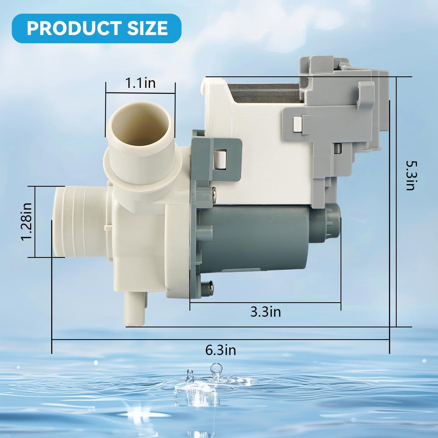 DP040-012 4681EA1007A Washer Drain Pump Fit for LG/Kenmore Washer,Replace 2649379 AP5672914 PS7785119 EAP7785119 WT1001CW WT1101CW WT1201CW WT1301CW WT1150CW WT7200CW WT7600HWA WT5680HVA LGWT7200CW