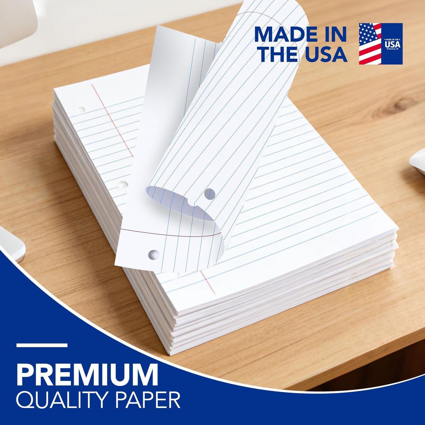 Kaisa loose Leaf Paper Filler Paper 1800 Sheets 8"x10.5",Wide Ruled, 3-Hole Punched for 3-Ring Binders, Carton of 12pack