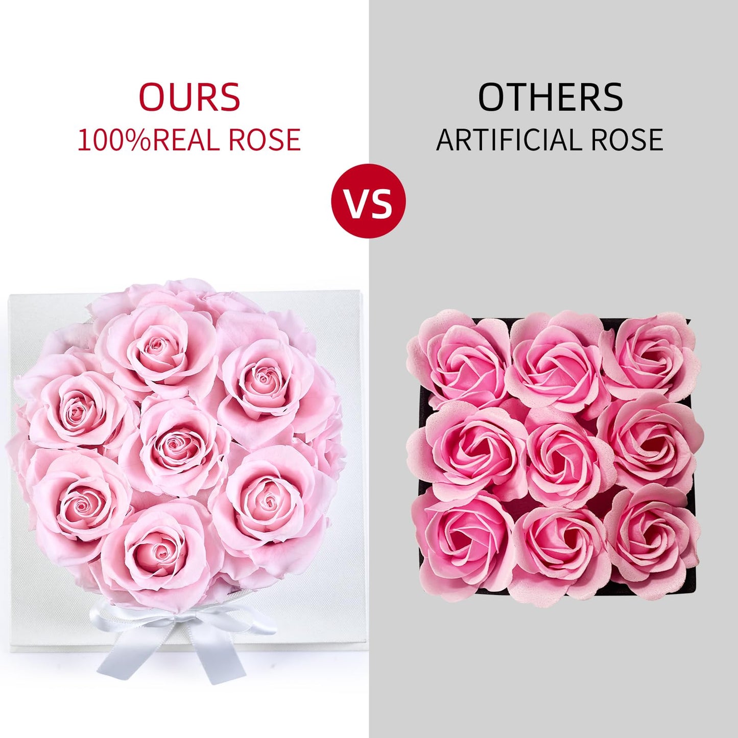 Graclect Flowers for Delivery Prime - Preserved Roses in a Box - Forever Flowers, Immortal Roses, Eternal Rose Birthday Gifts for Her, for Mom - Pink Rose